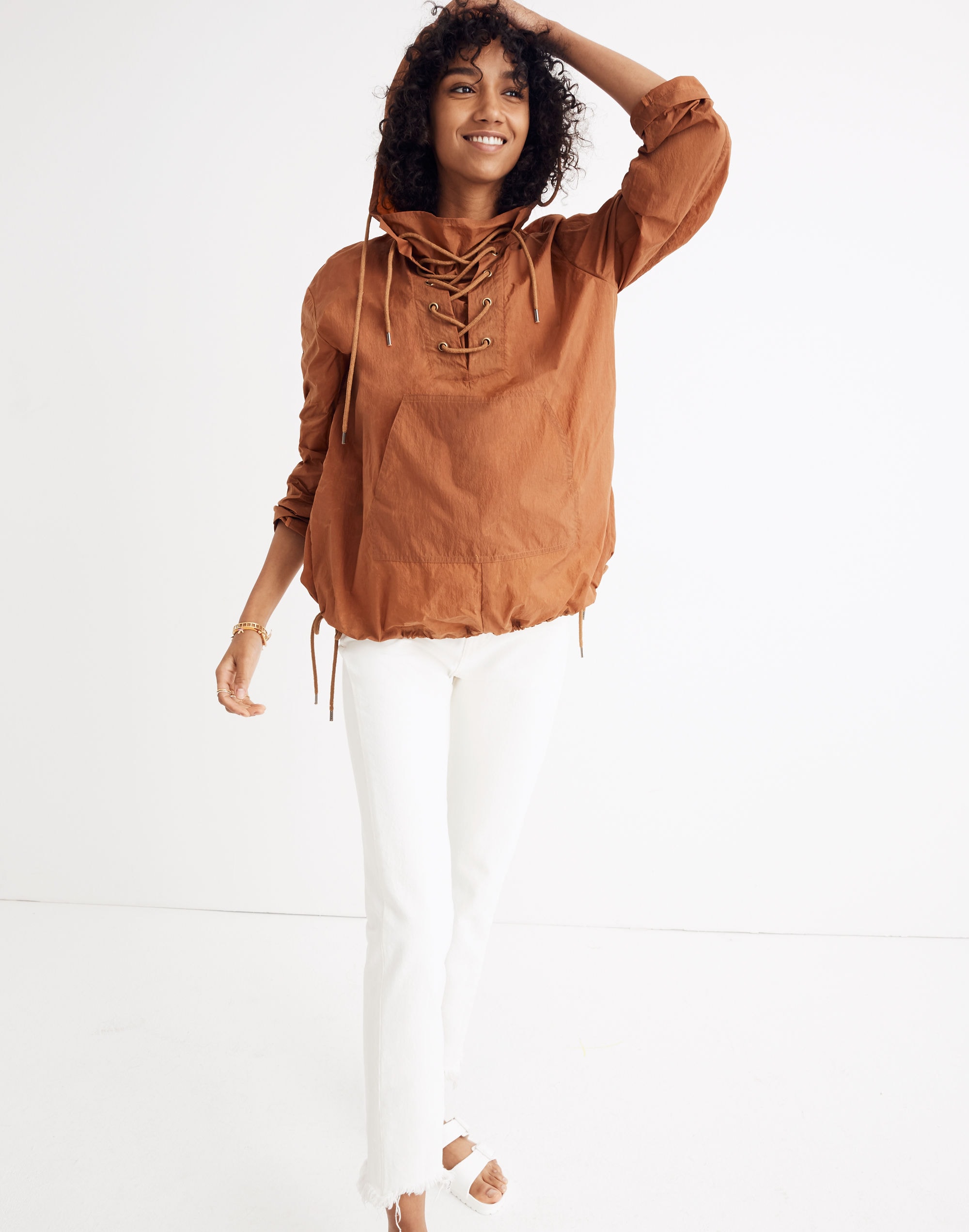 Lace-Up Popover Jacket