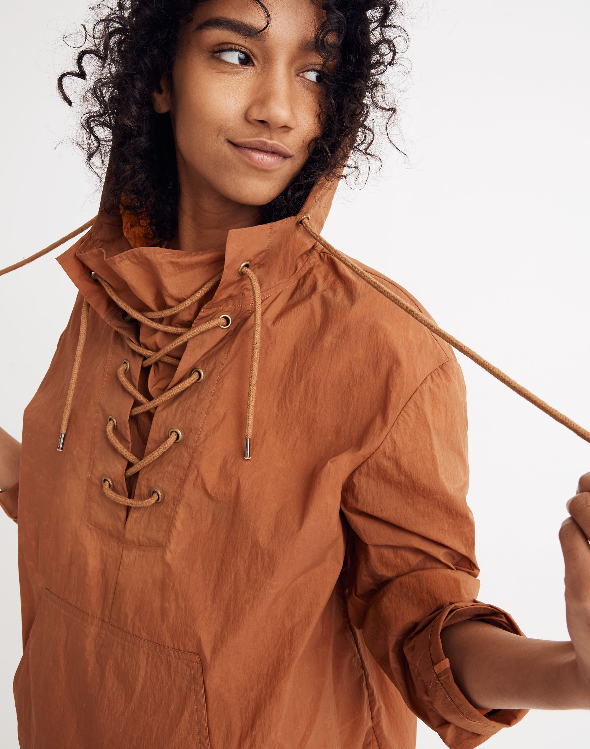Lace-Up Popover Jacket