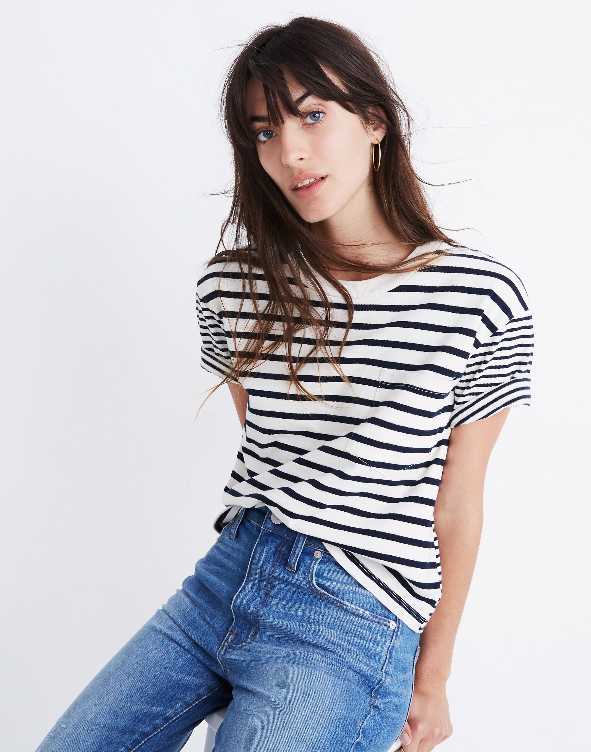 Easy Crop Tee in Stripe-Mix
