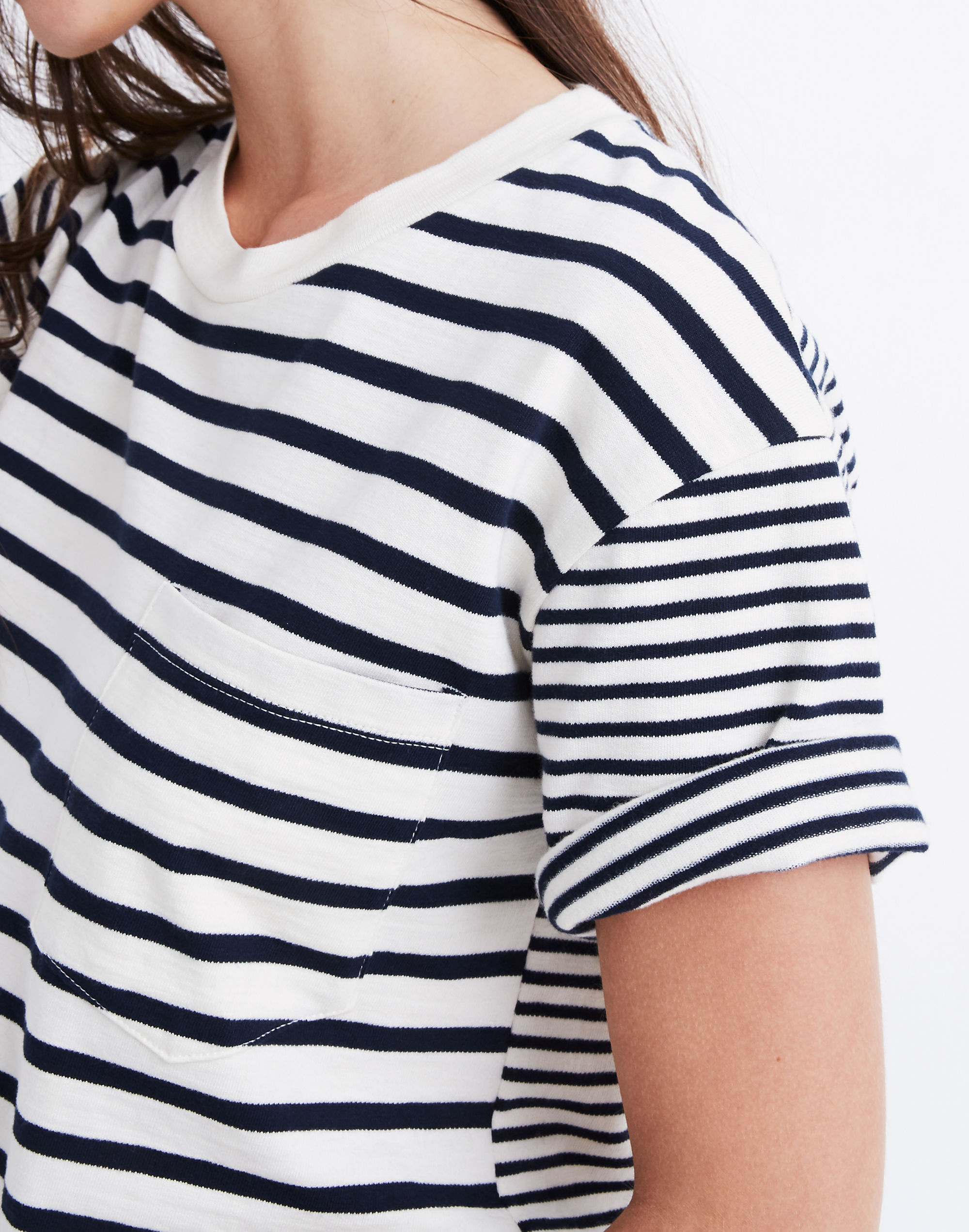 Easy Crop Tee in Stripe-Mix