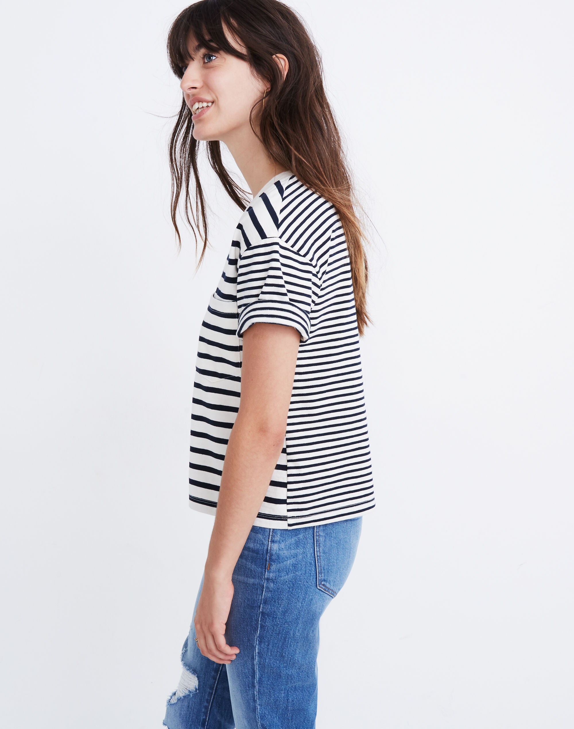 Easy Crop Tee in Stripe-Mix