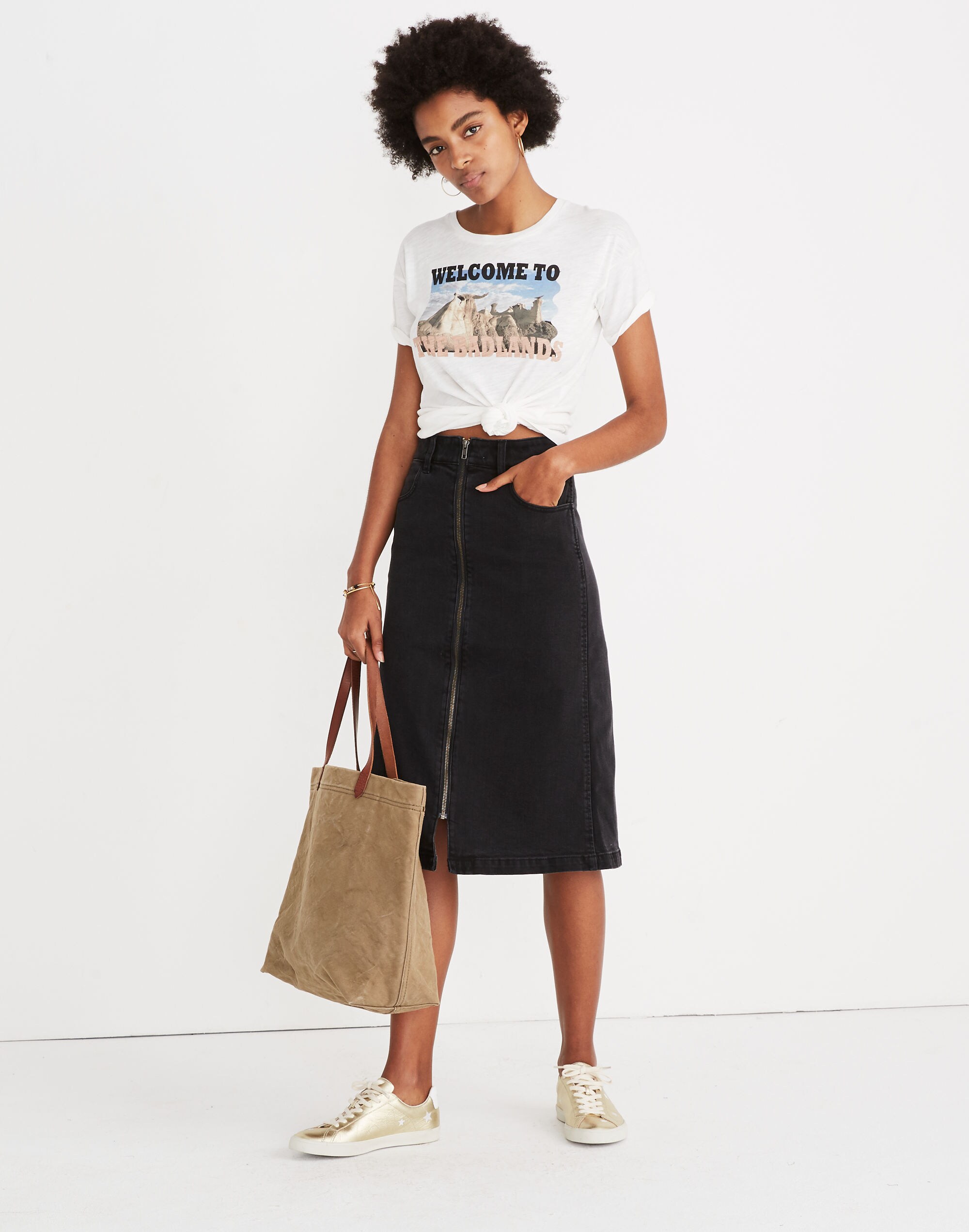 Denim Zip Midi Skirt in Lunar Wash | Madewell