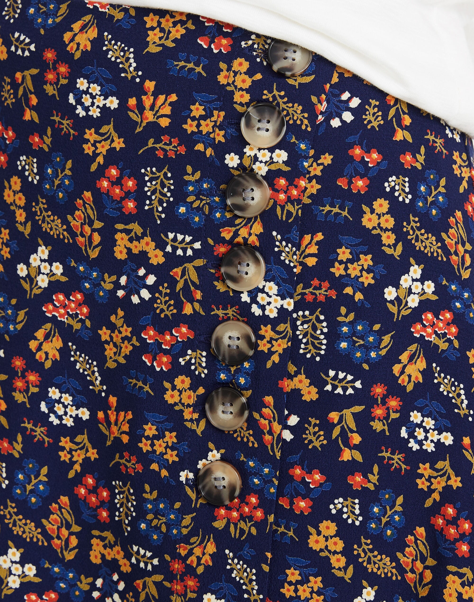 Side-Button A-Line Mini Skirt in Garden Party