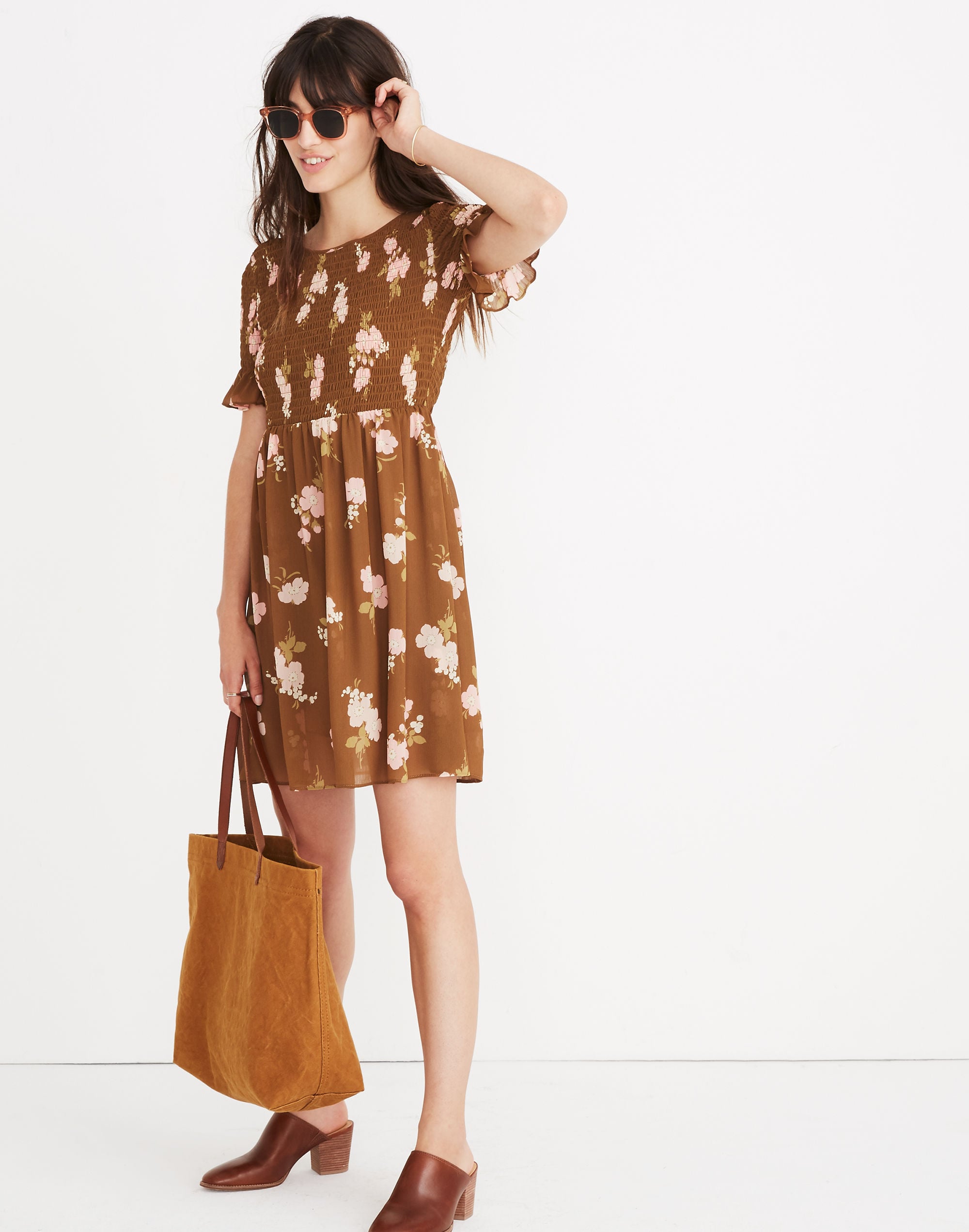 Smocked-Top Dress in Retro Bouquet