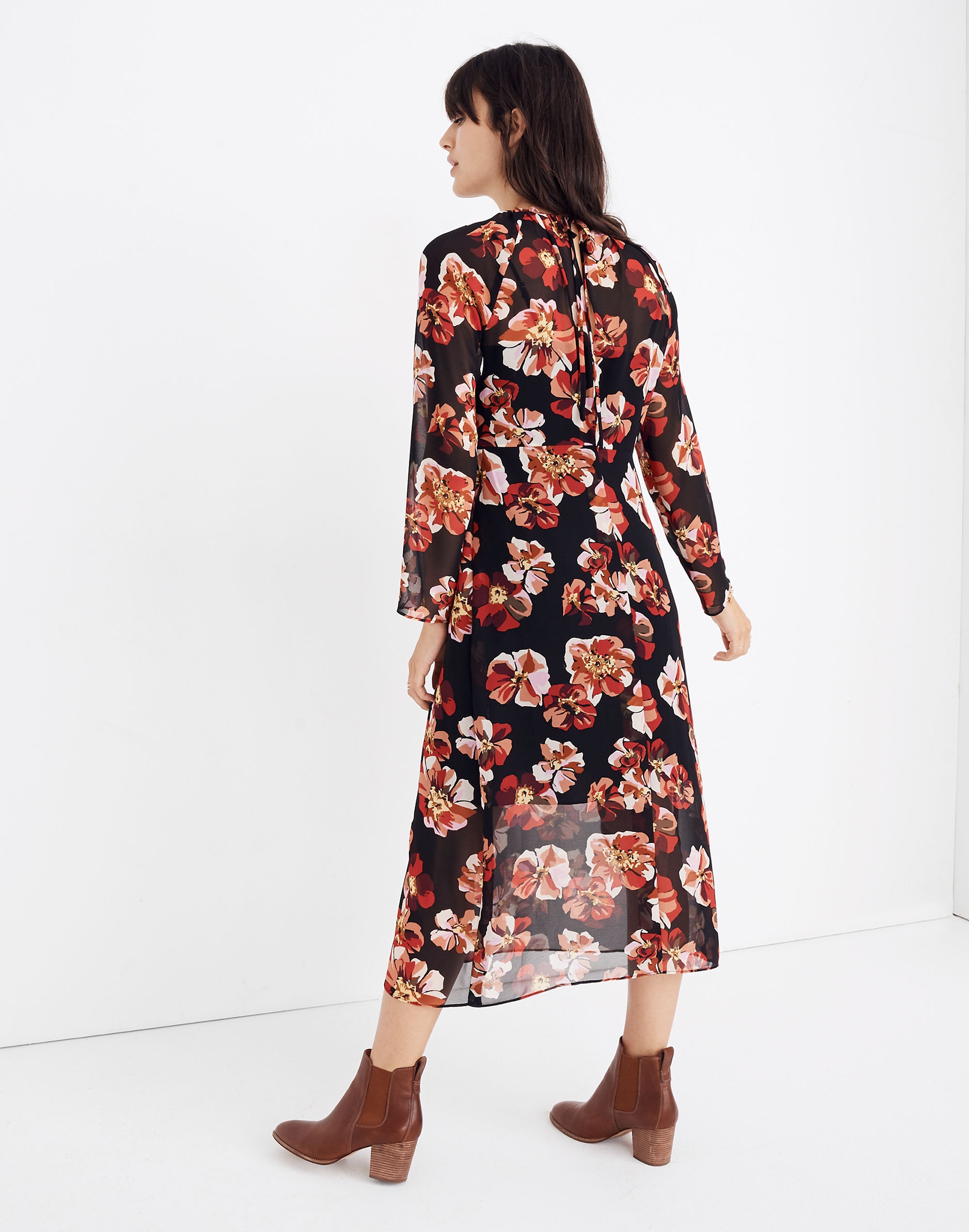 Shirred Midi Dress in French Rose