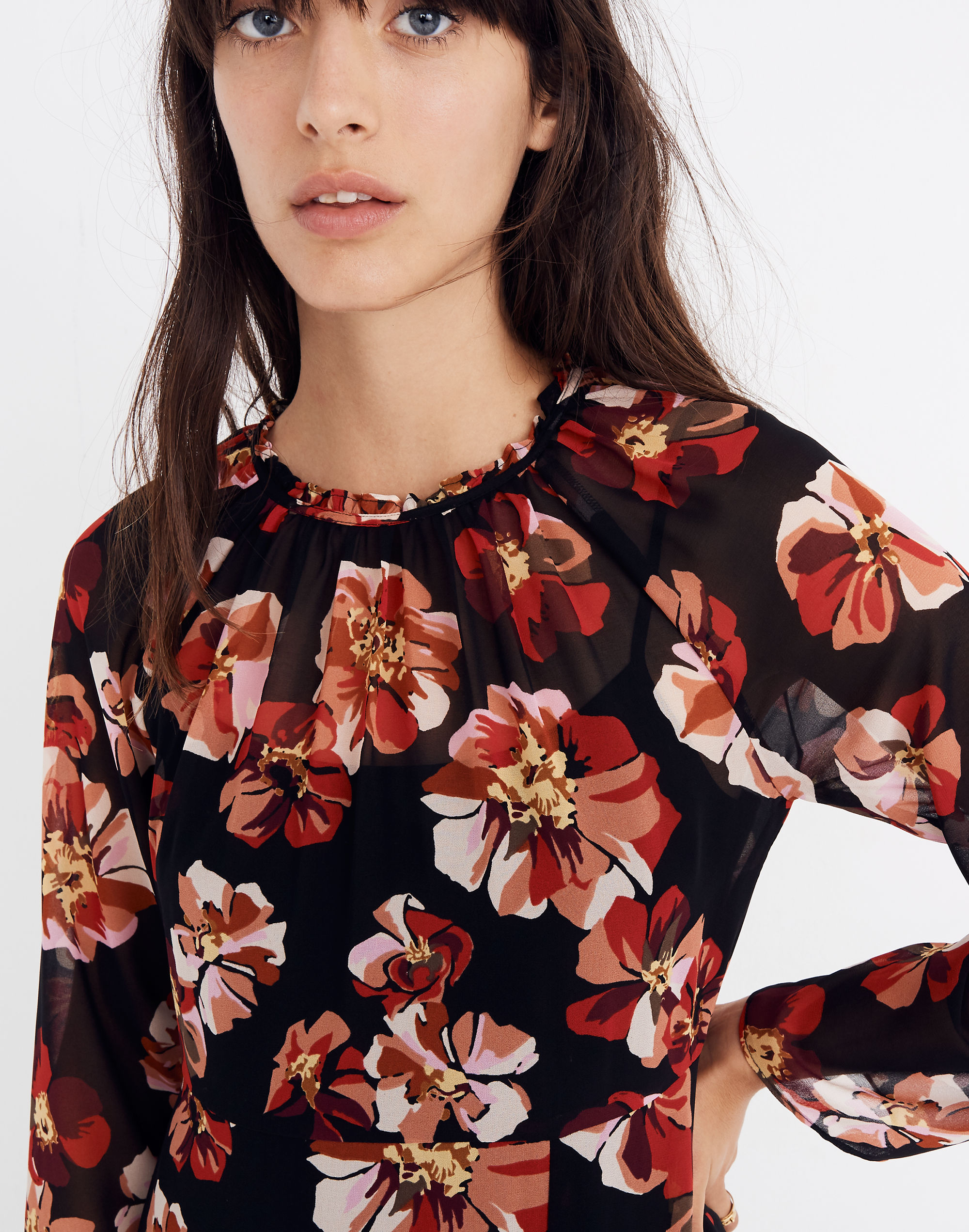 Shirred Midi Dress in French Rose