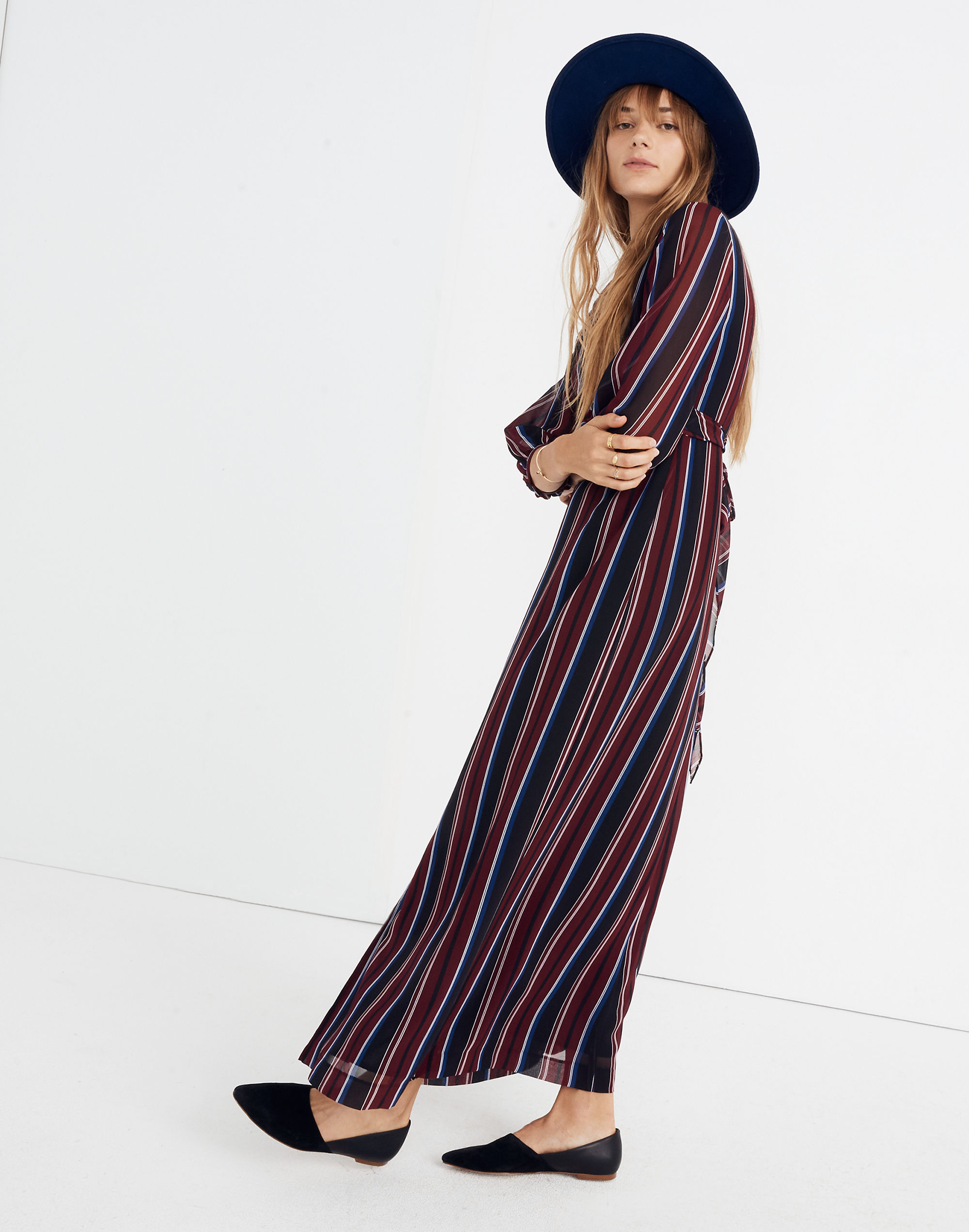 Wrap-Around Maxi Dress in Stockdale Stripe