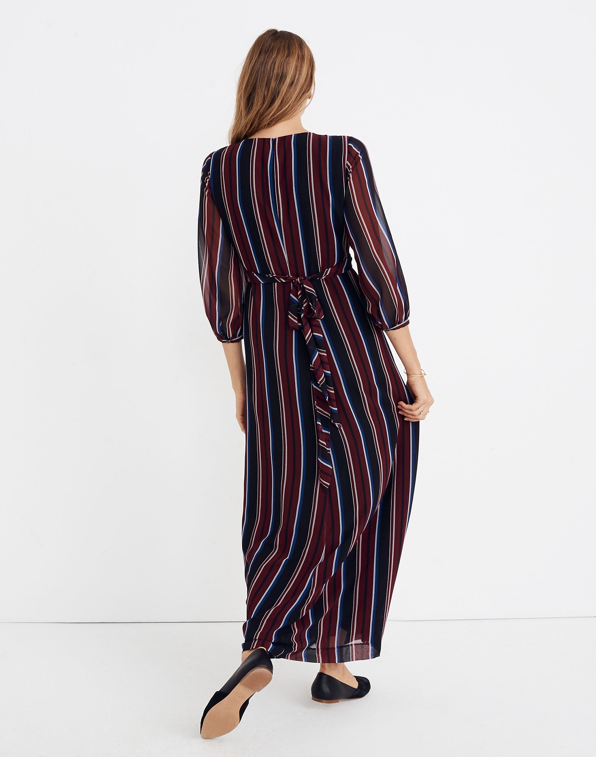 Wrap-Around Maxi Dress in Stockdale Stripe