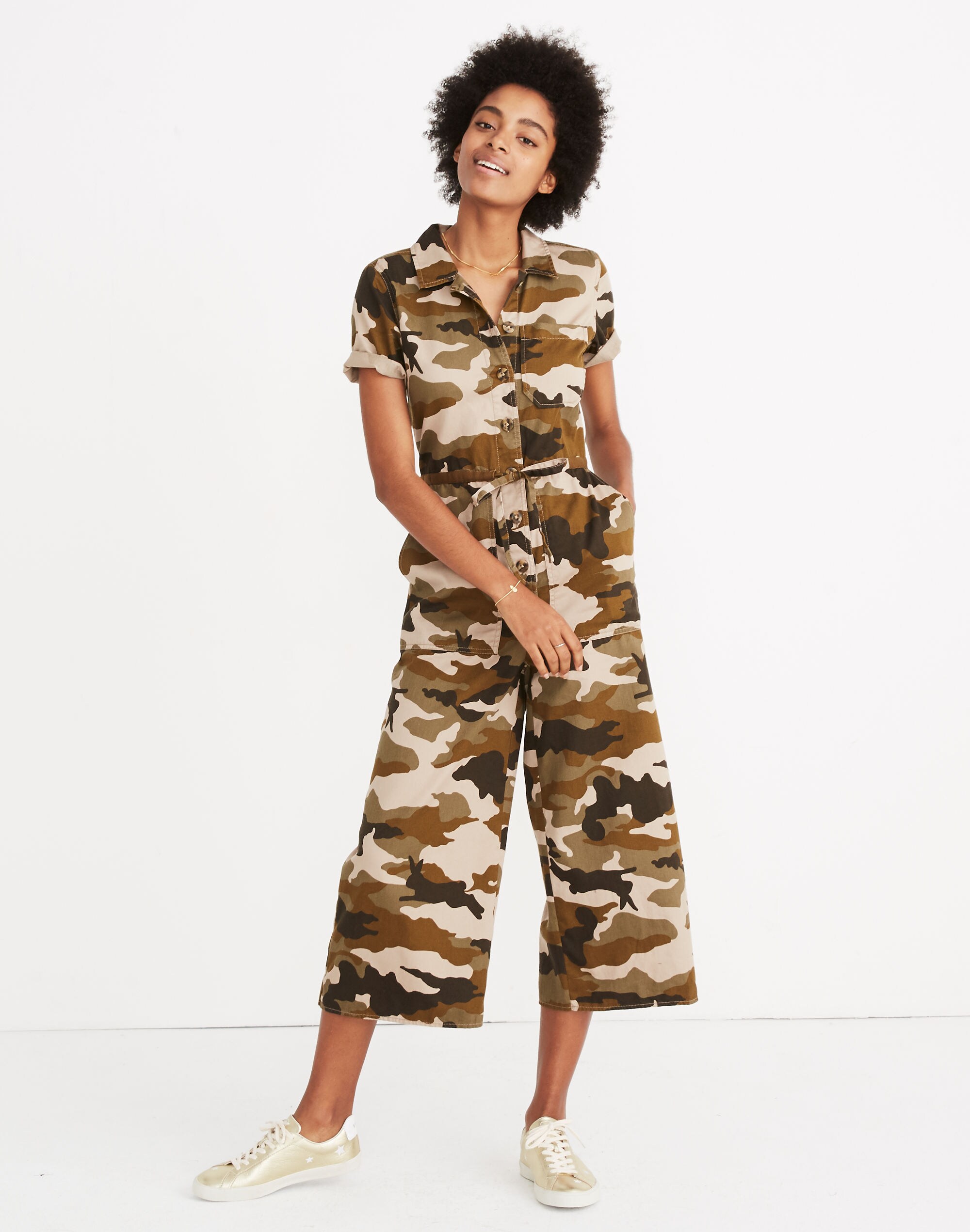 wide-leg utility jumpsuit in cottontail camo