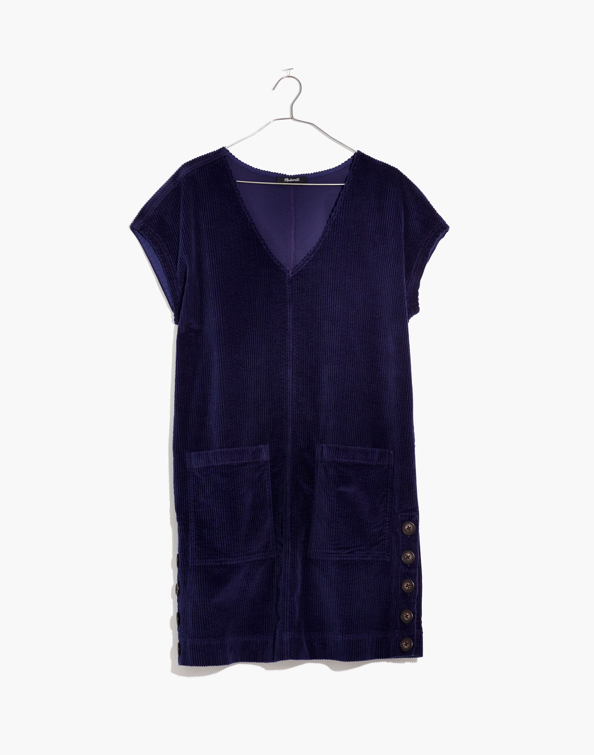 Corduroy Side-Button Shift Dress