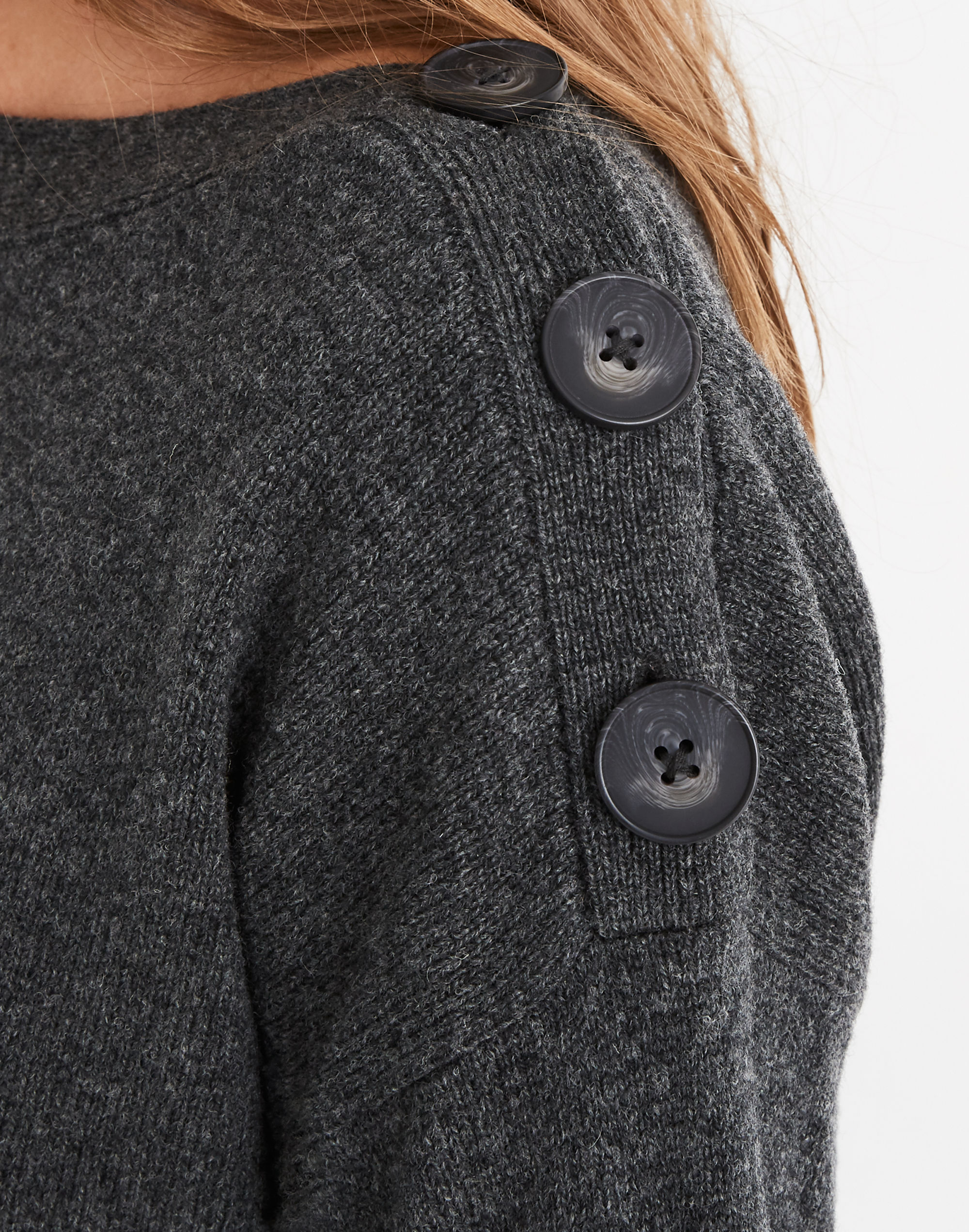 Boatneck Button-Shoulder Sweater-Dress