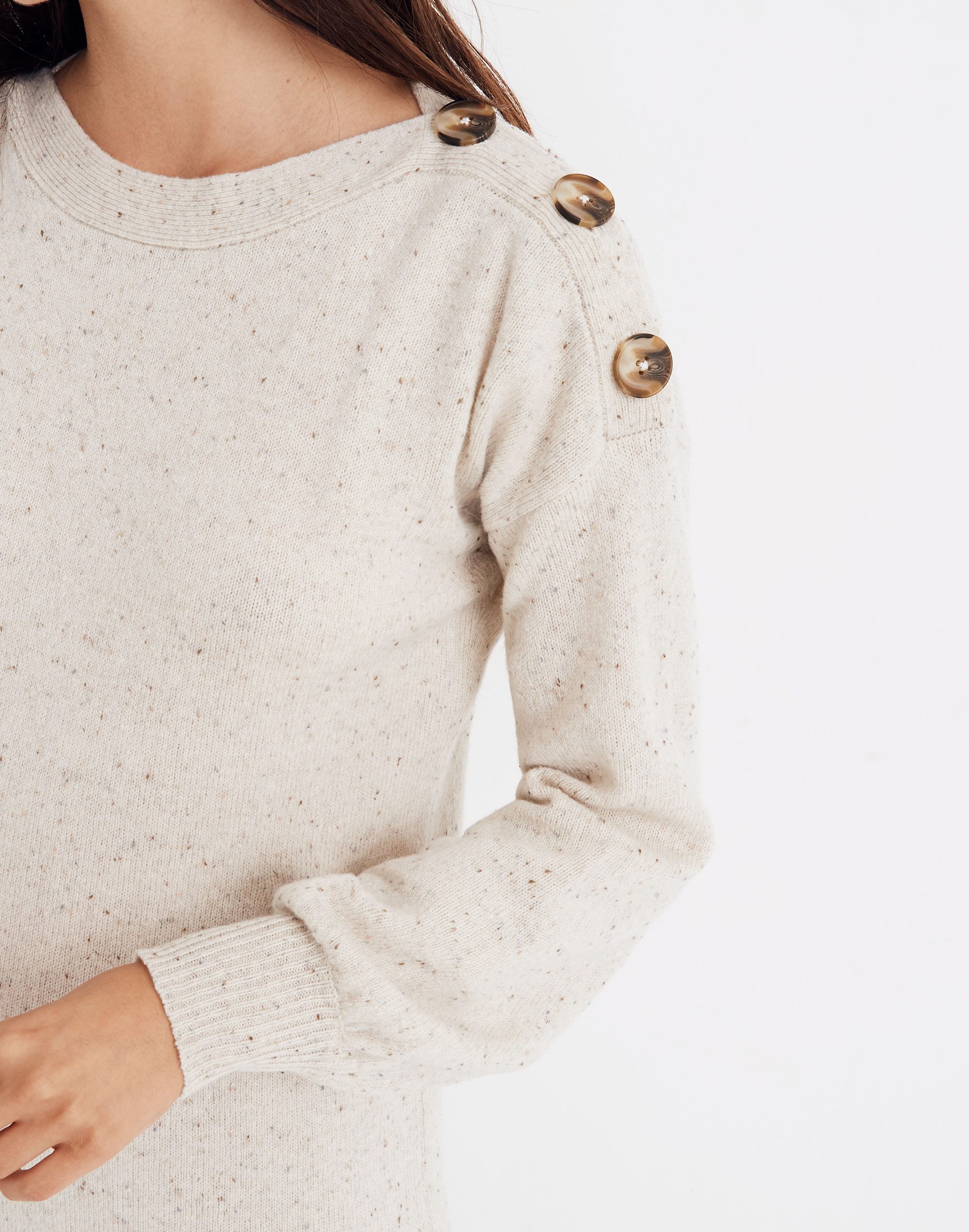 Boatneck Button-Shoulder Sweater-Dress