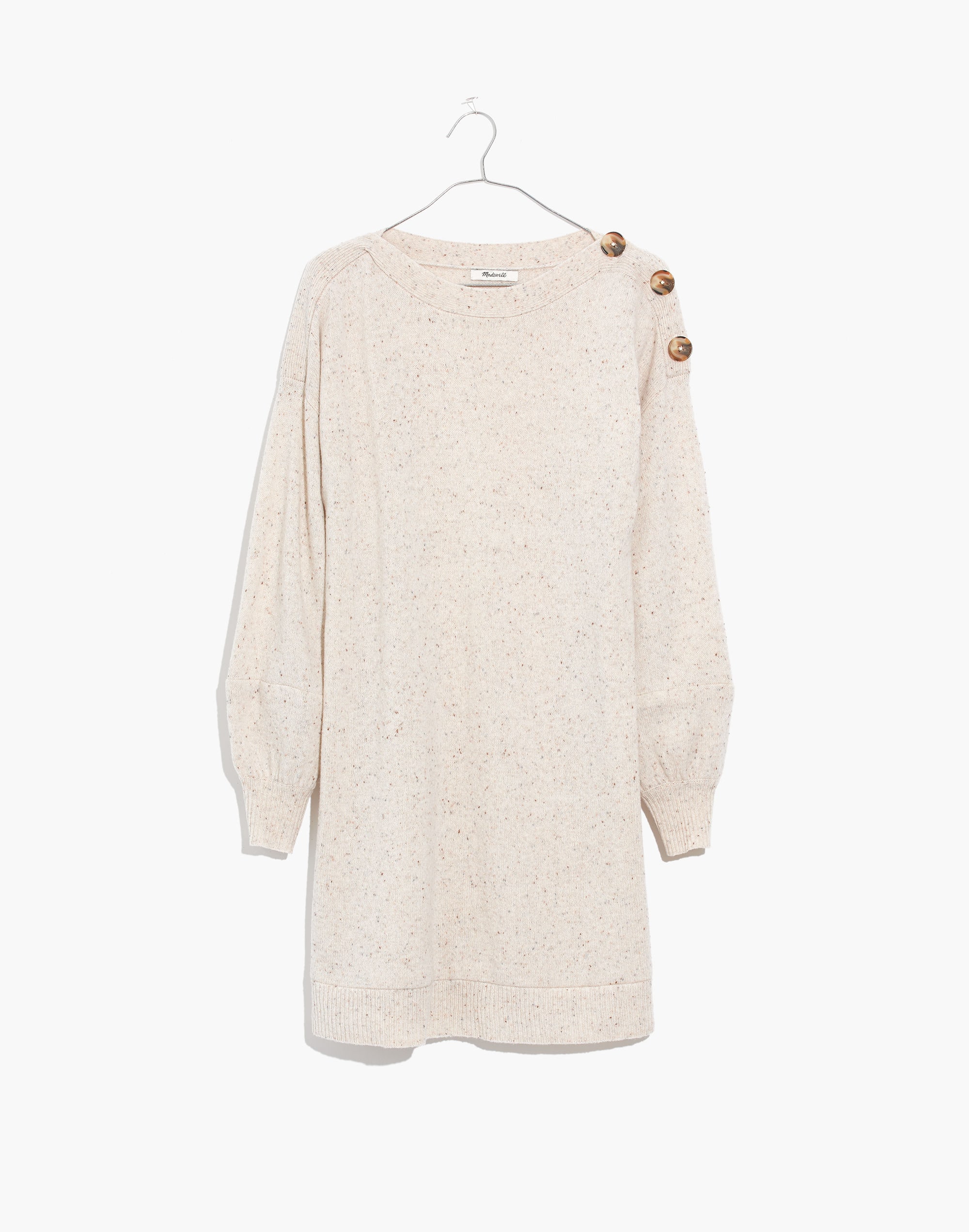 Boatneck Button-Shoulder Sweater-Dress