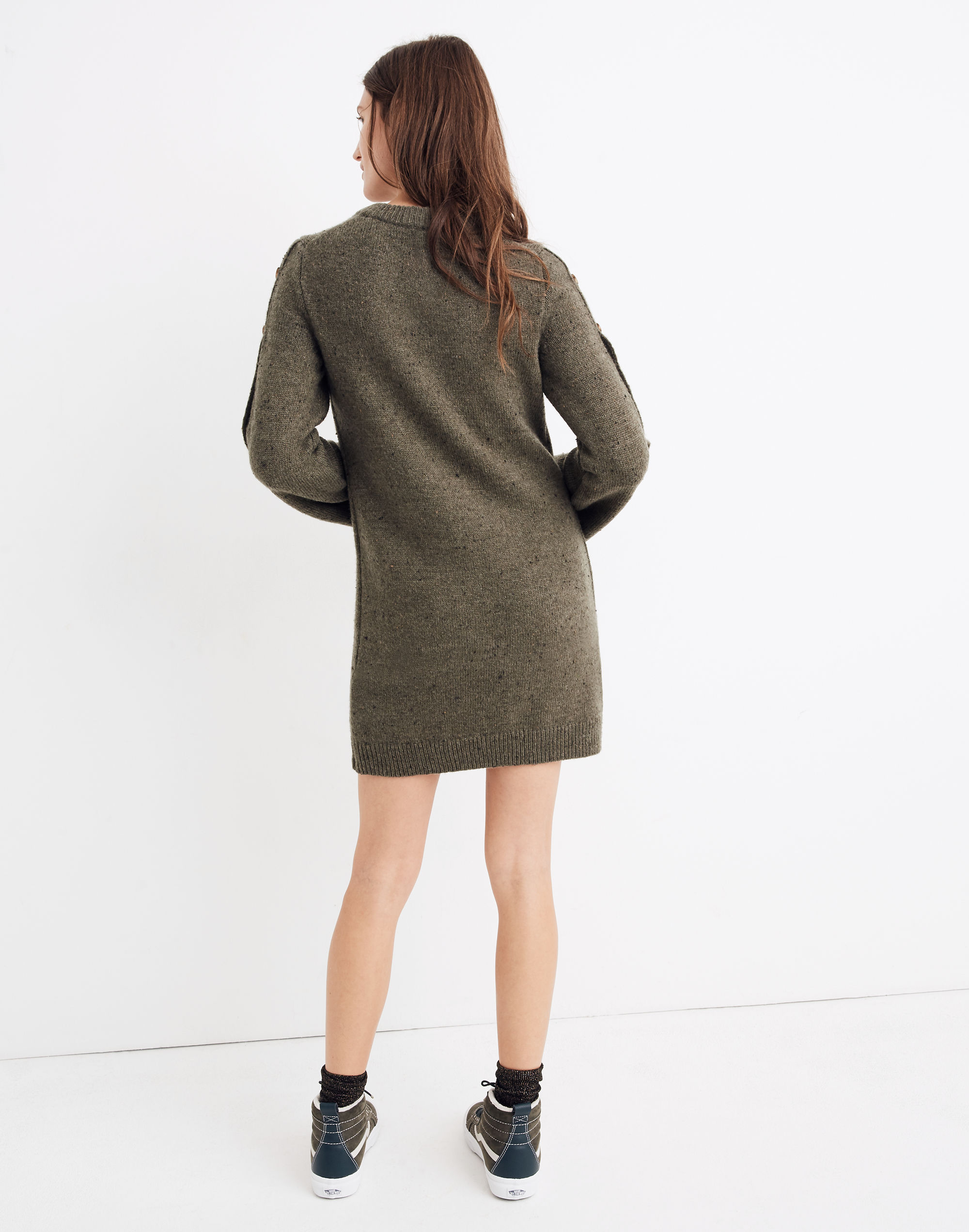 Donegal Button-Sleeve Sweater-Dress