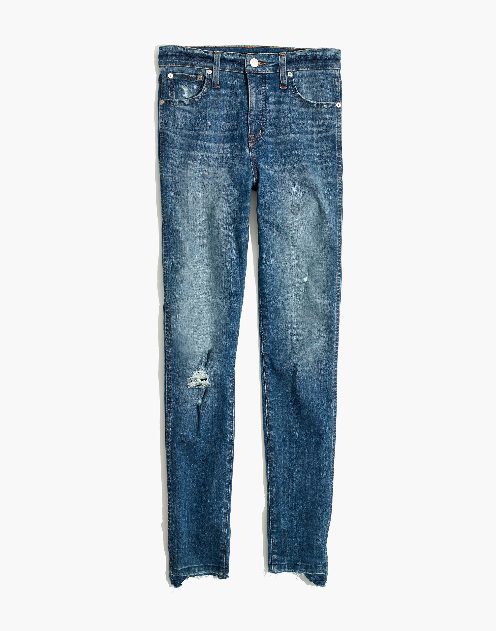 10" High-Rise Skinny Jeans: Drop Step-Hem Edition