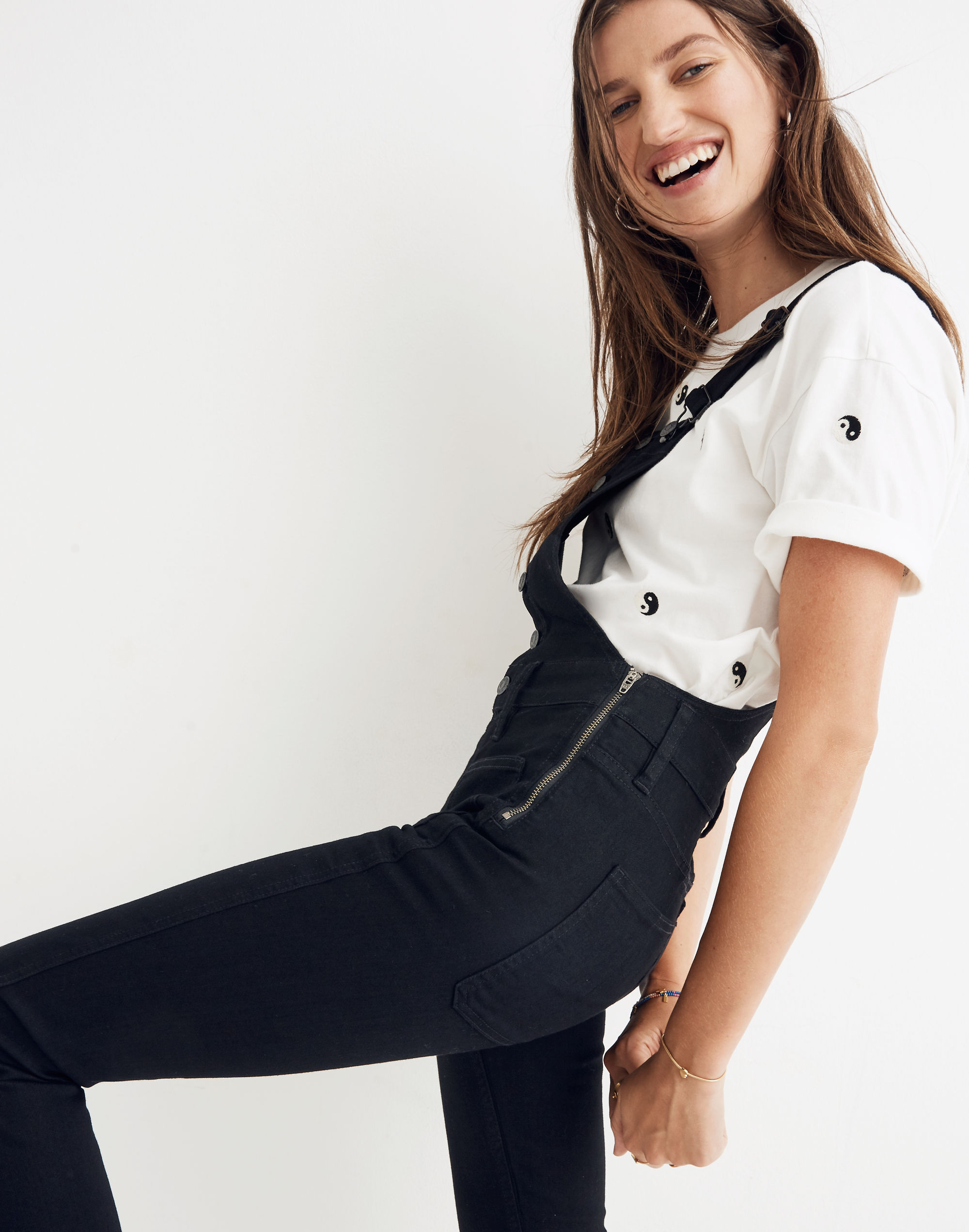 Skinny Overalls in Black Frost: Button-Front Edition