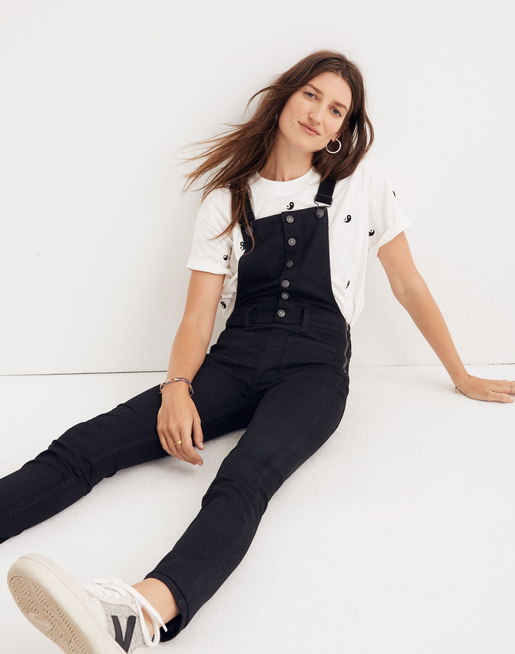 Skinny Overalls in Black Frost: Button-Front Edition