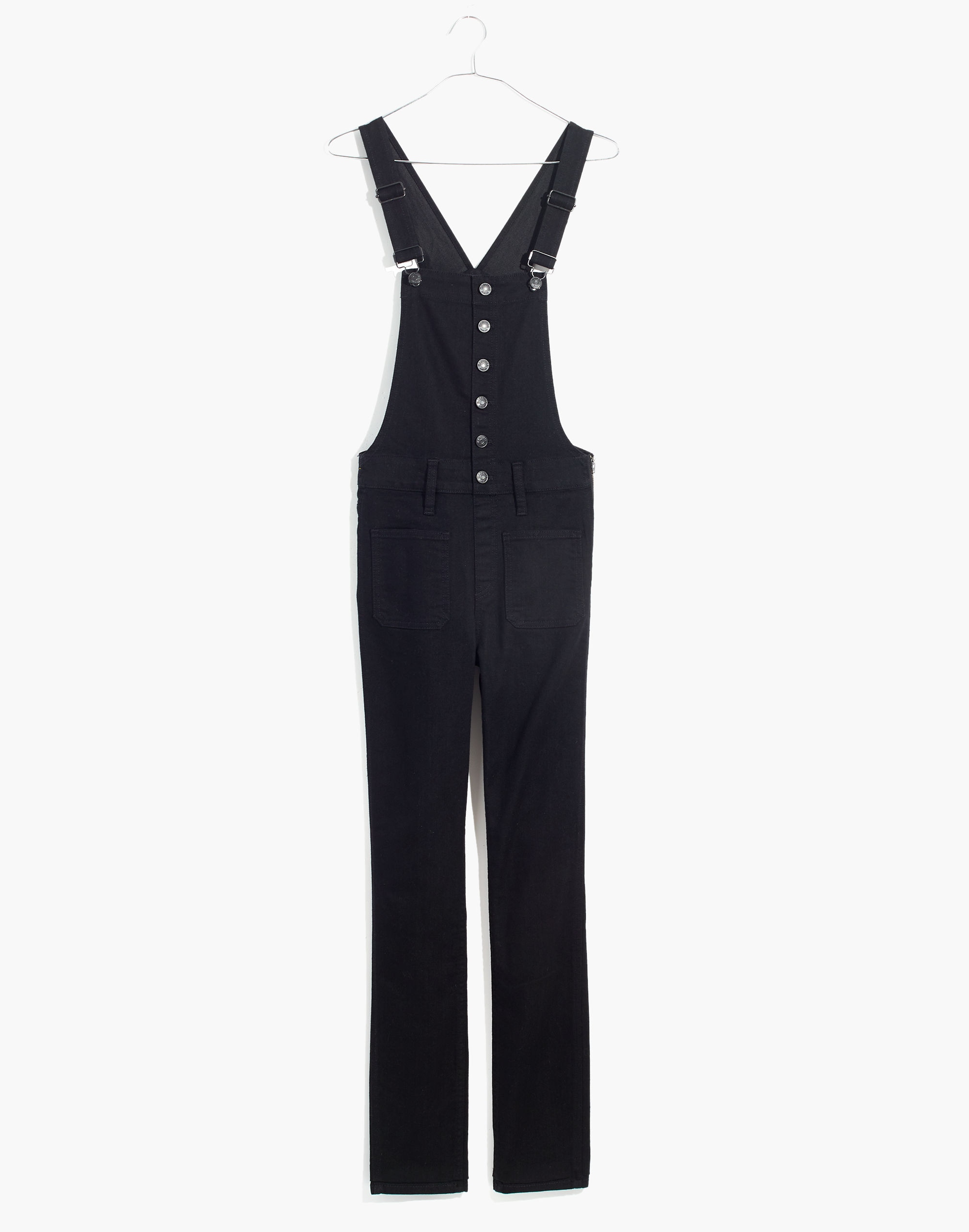 Skinny Overalls in Black Frost: Button-Front Edition