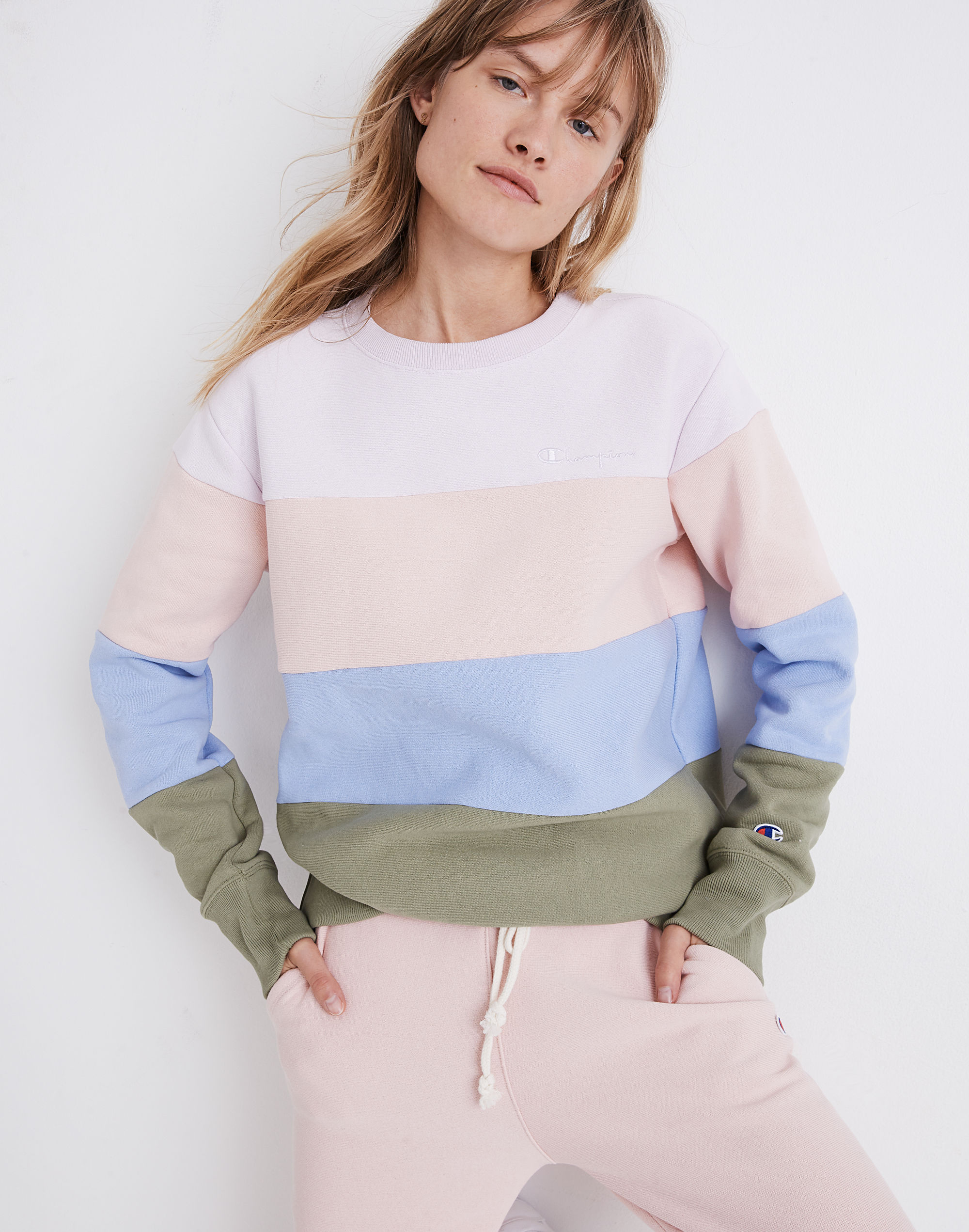 champion&reg; colorblock crewneck sweatshirt