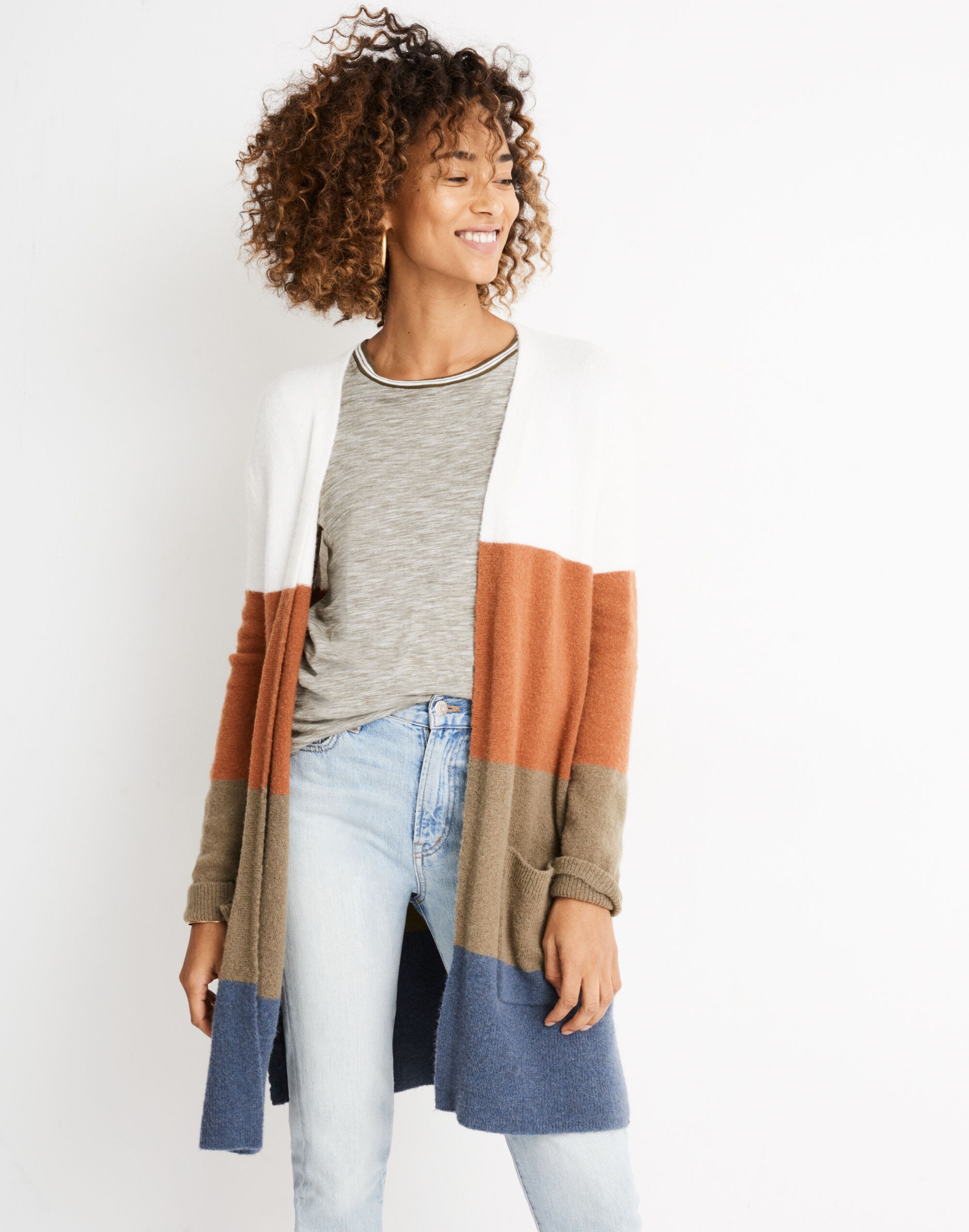 Kent Striped Cardigan Sweater in Coziest Yarn