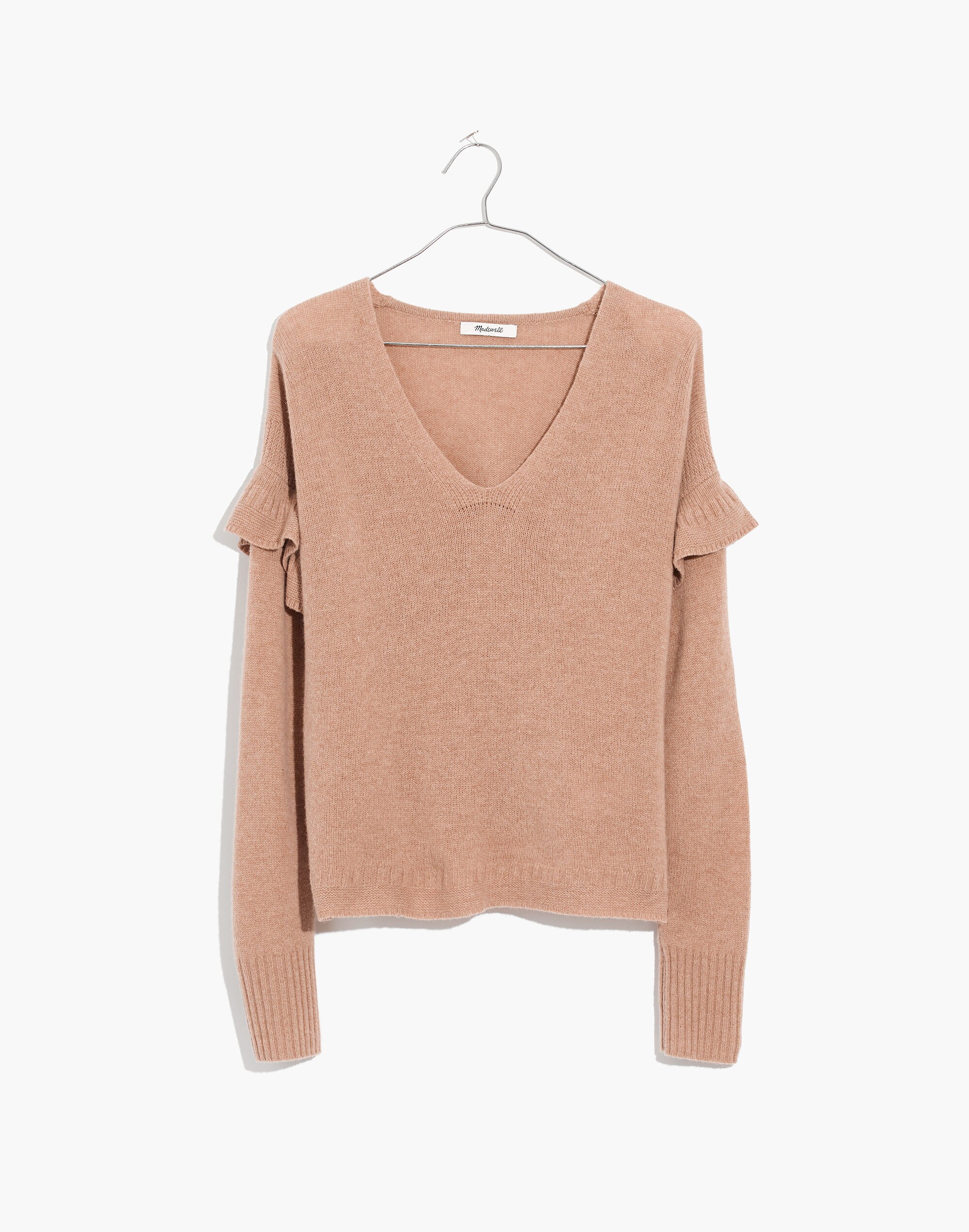 Ruffled Stitch-Play Pullover Sweater
