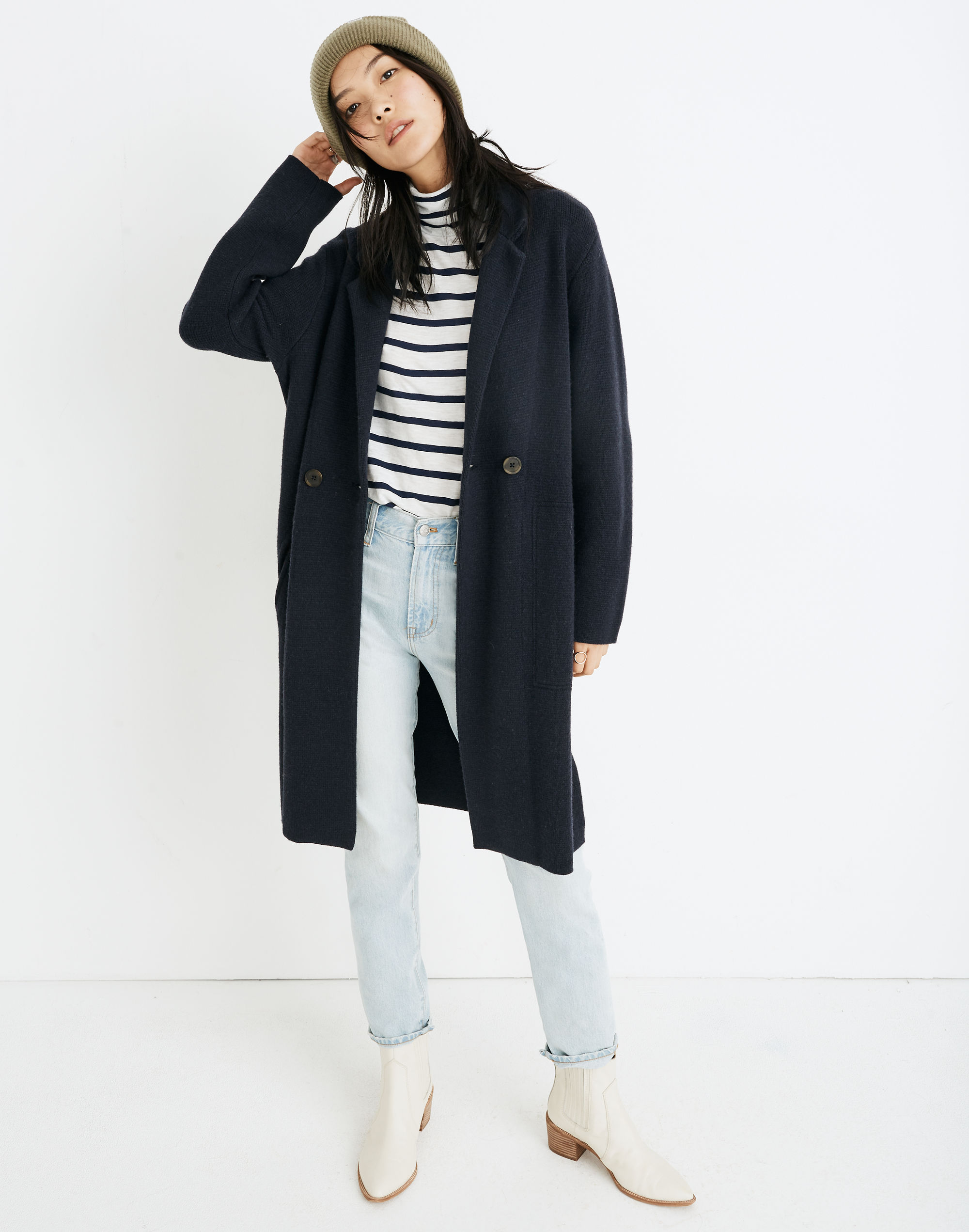 Double-Breasted Sweater-Coat