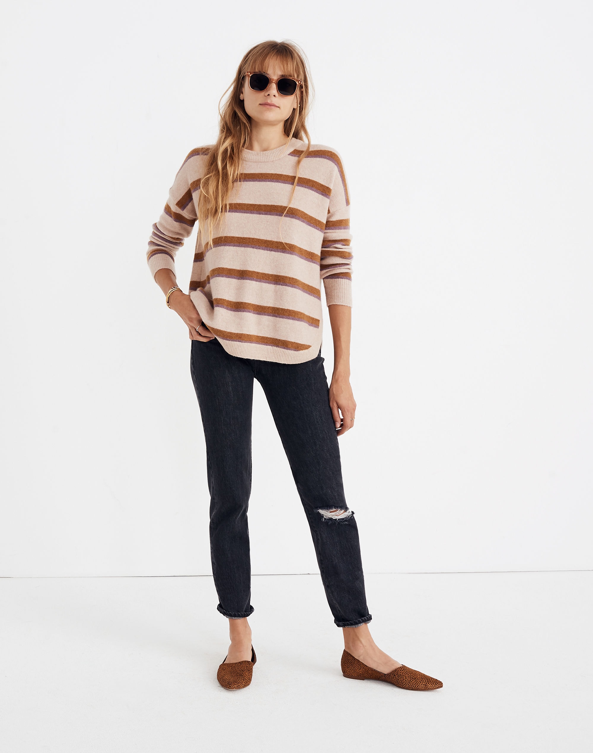 westlake striped pullover sweater in coziest yarn