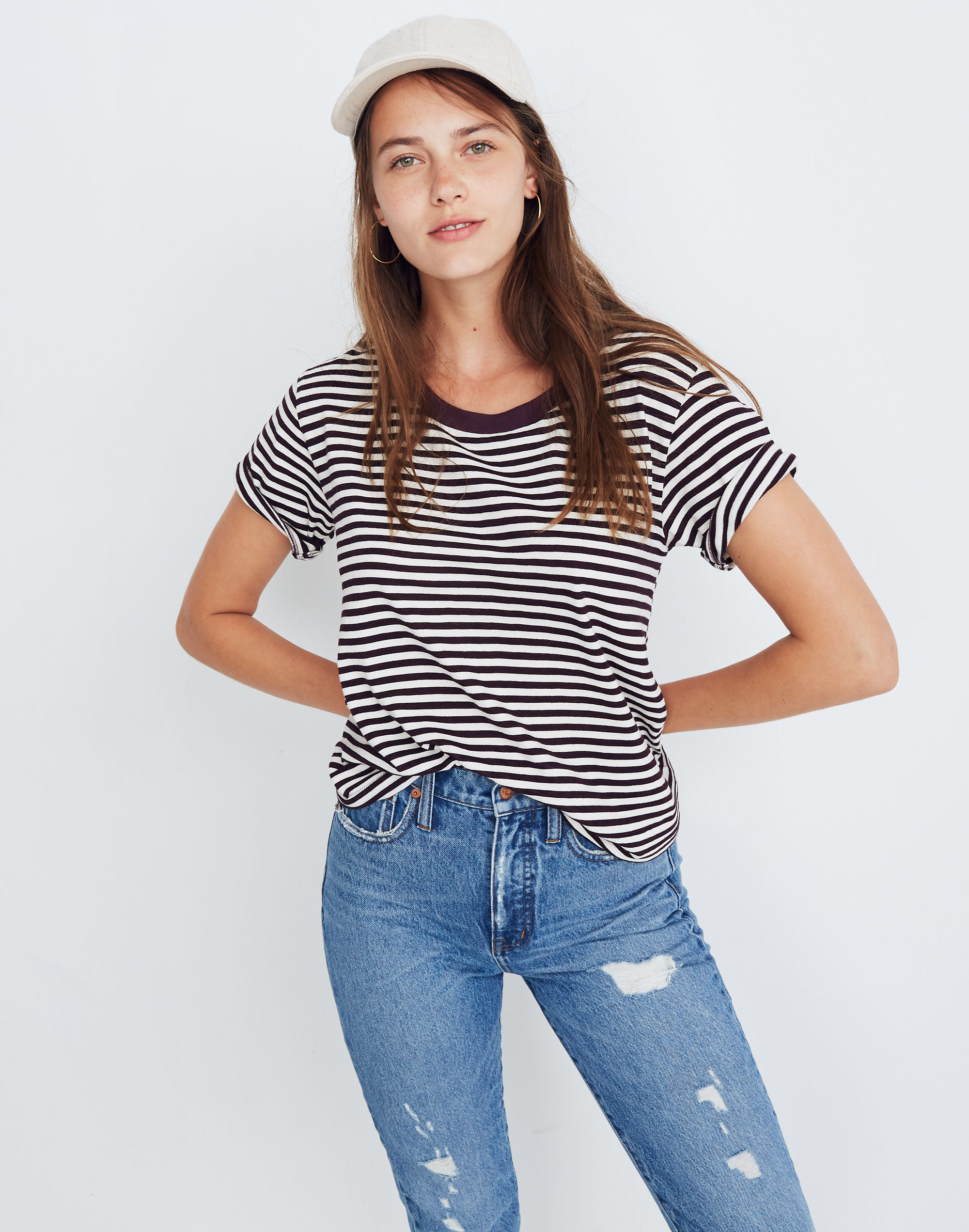 Rivet &amp; Thread Oversized Crop Tee in Stripe