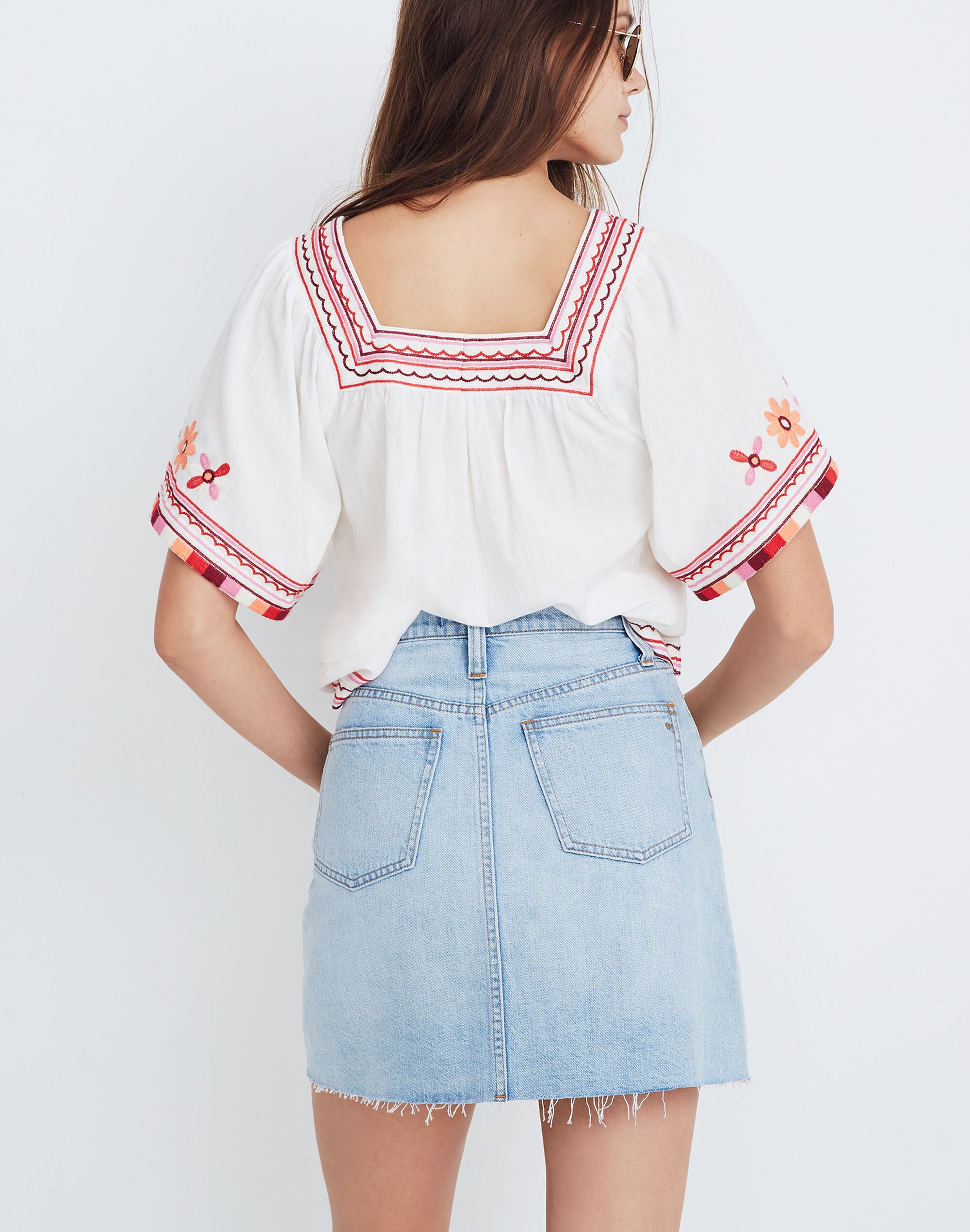 Rigid Denim A-Line Mini Skirt: Cutout Edition