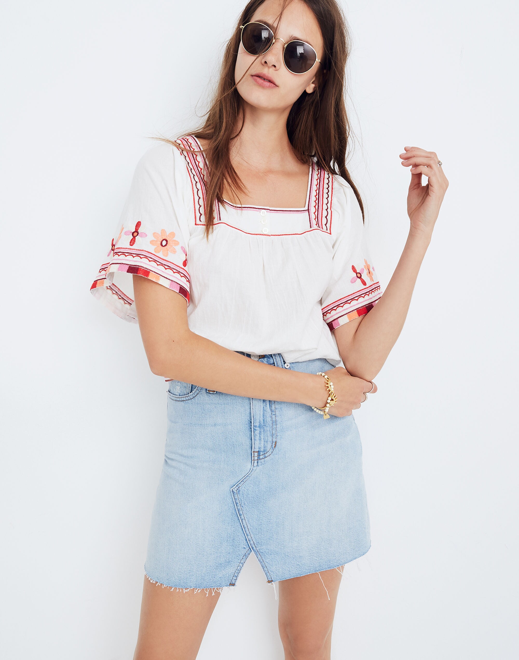 Rigid Denim A-Line Mini Skirt: Cutout Edition