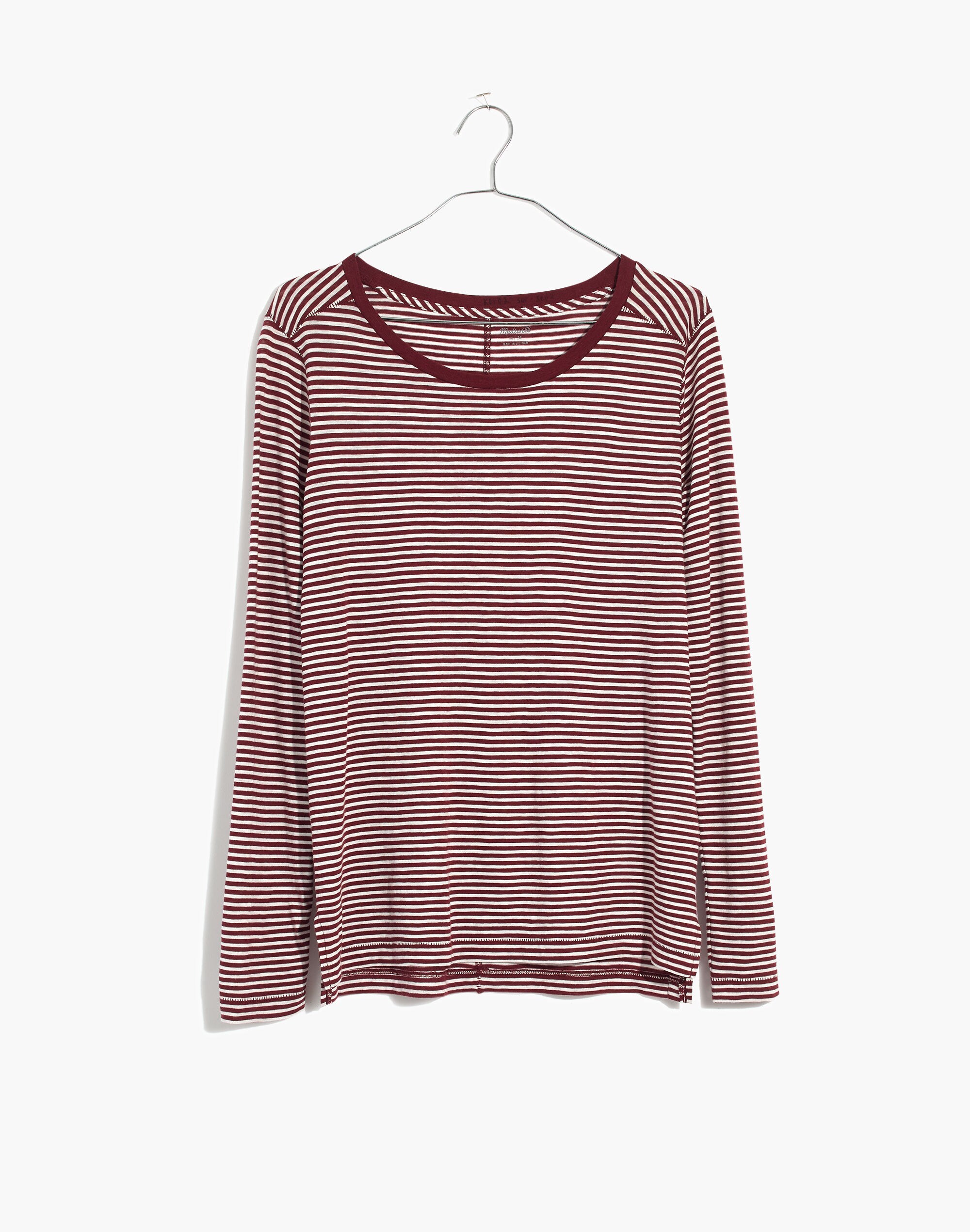 Whisper Cotton Long-Sleeve Crewneck Tee in Daniela Stripe