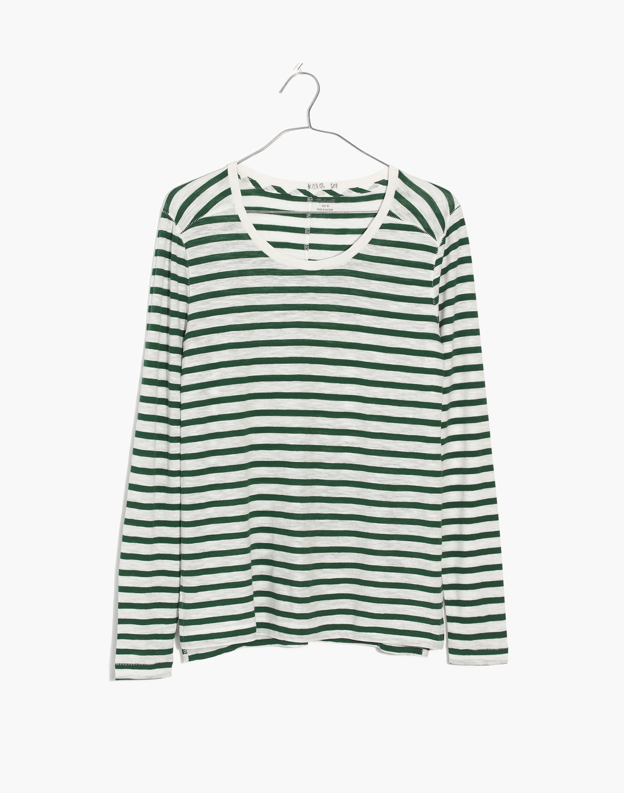 Whisper Cotton Long-Sleeve Crewneck Tee in Lomita Stripe