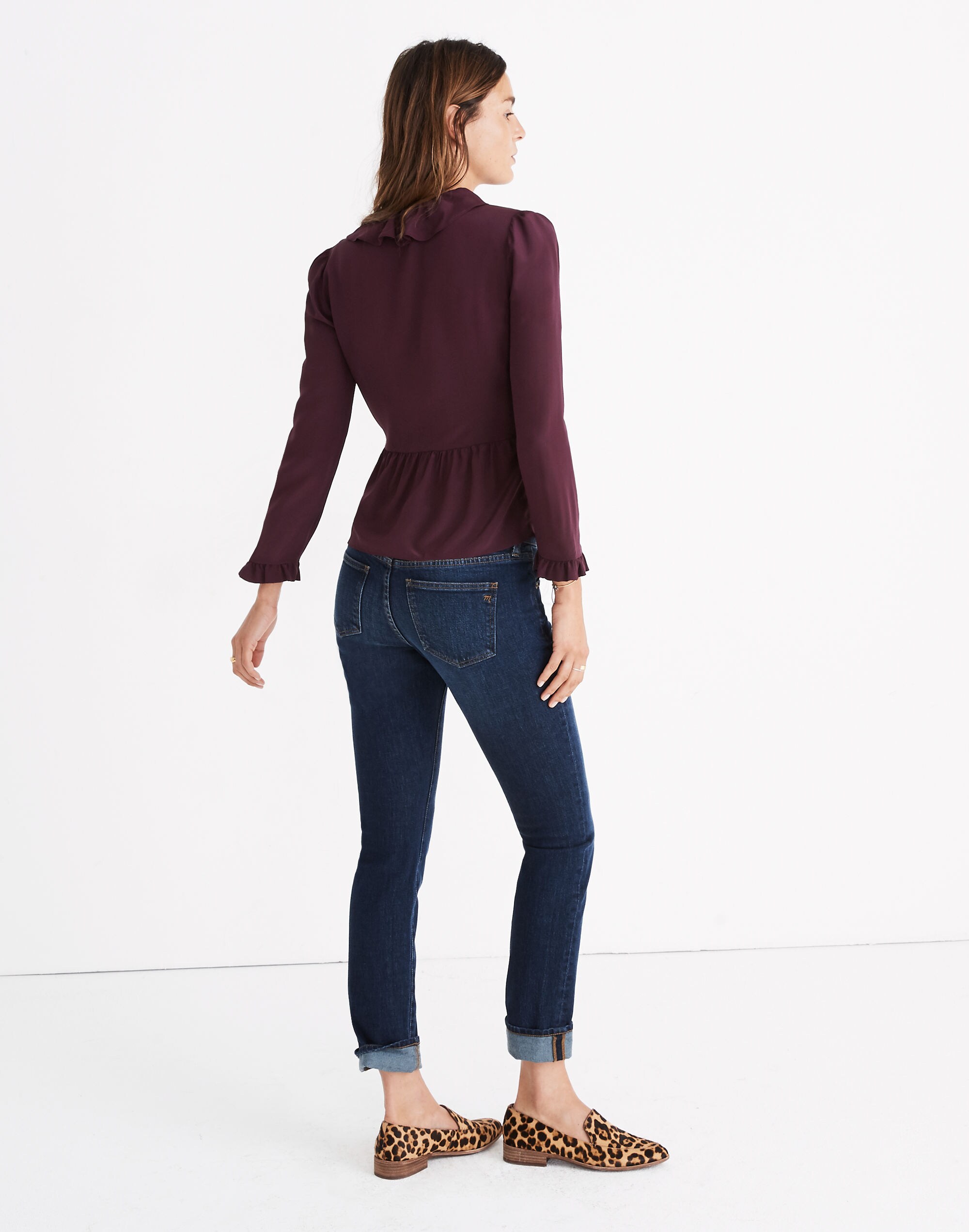 Silk Ruffle-Hem Wrap Top