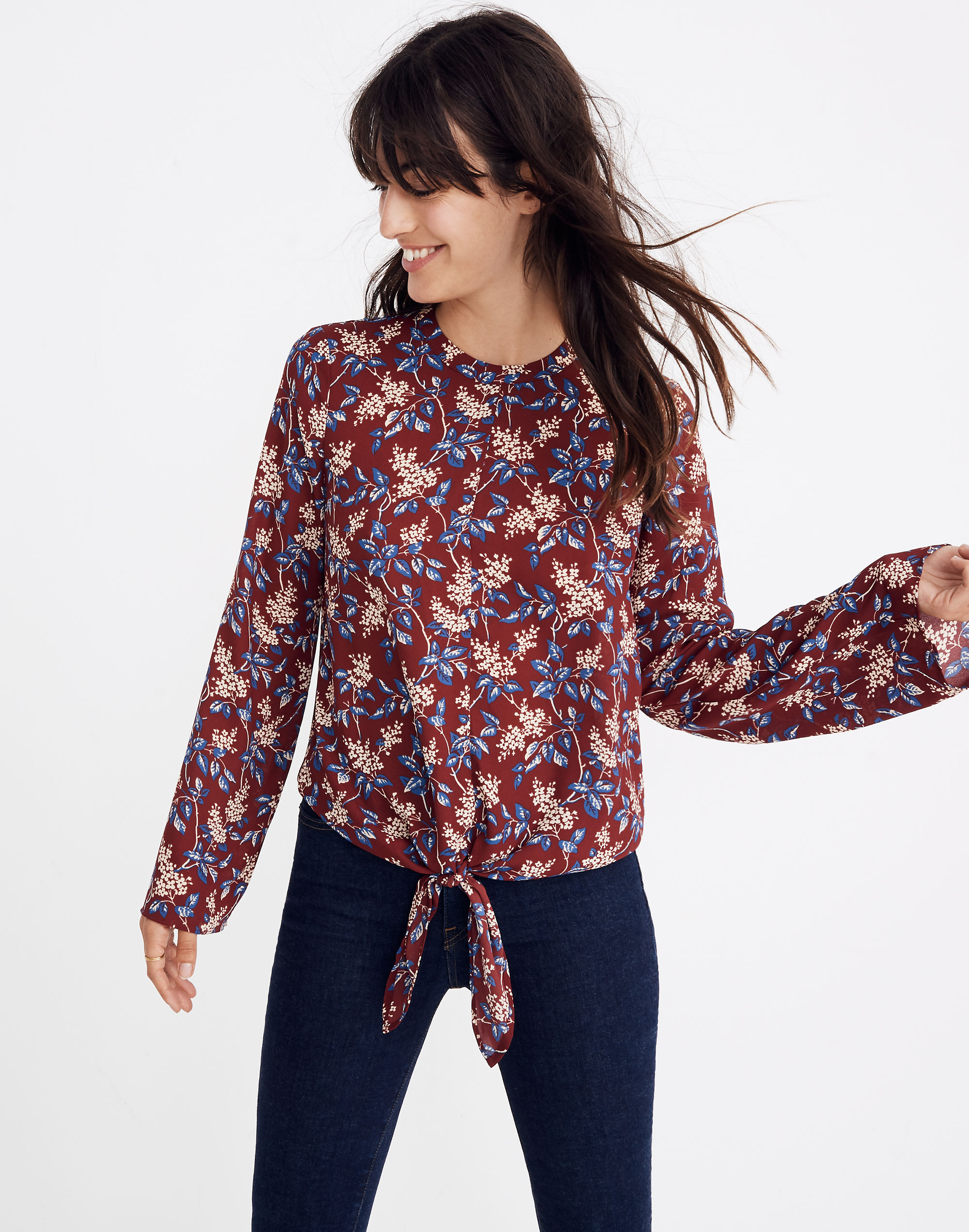 Bell-Sleeve Tie Top in Antique Flora