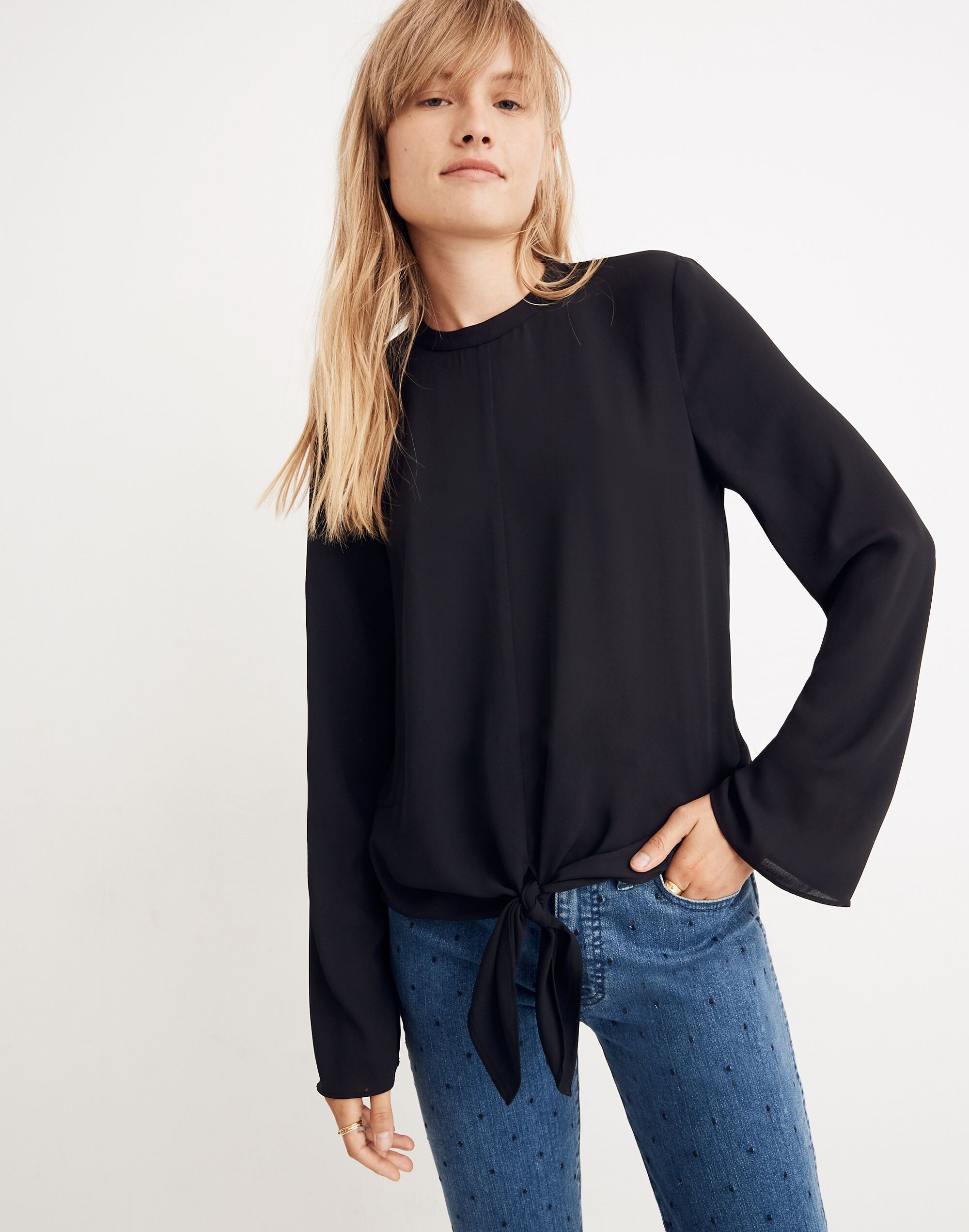 Bell-Sleeve Tie Top