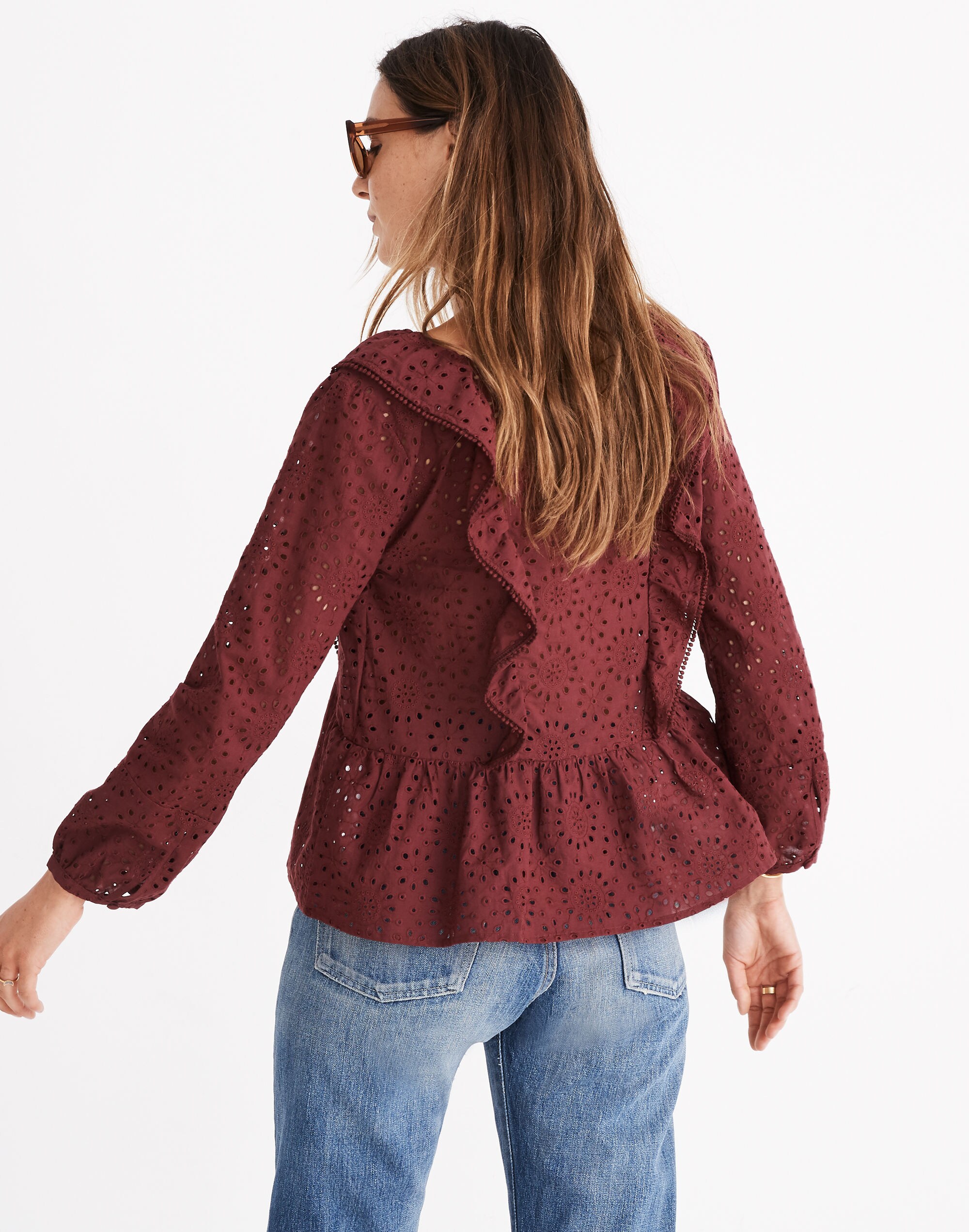 Eyelet Pom-Pom Top