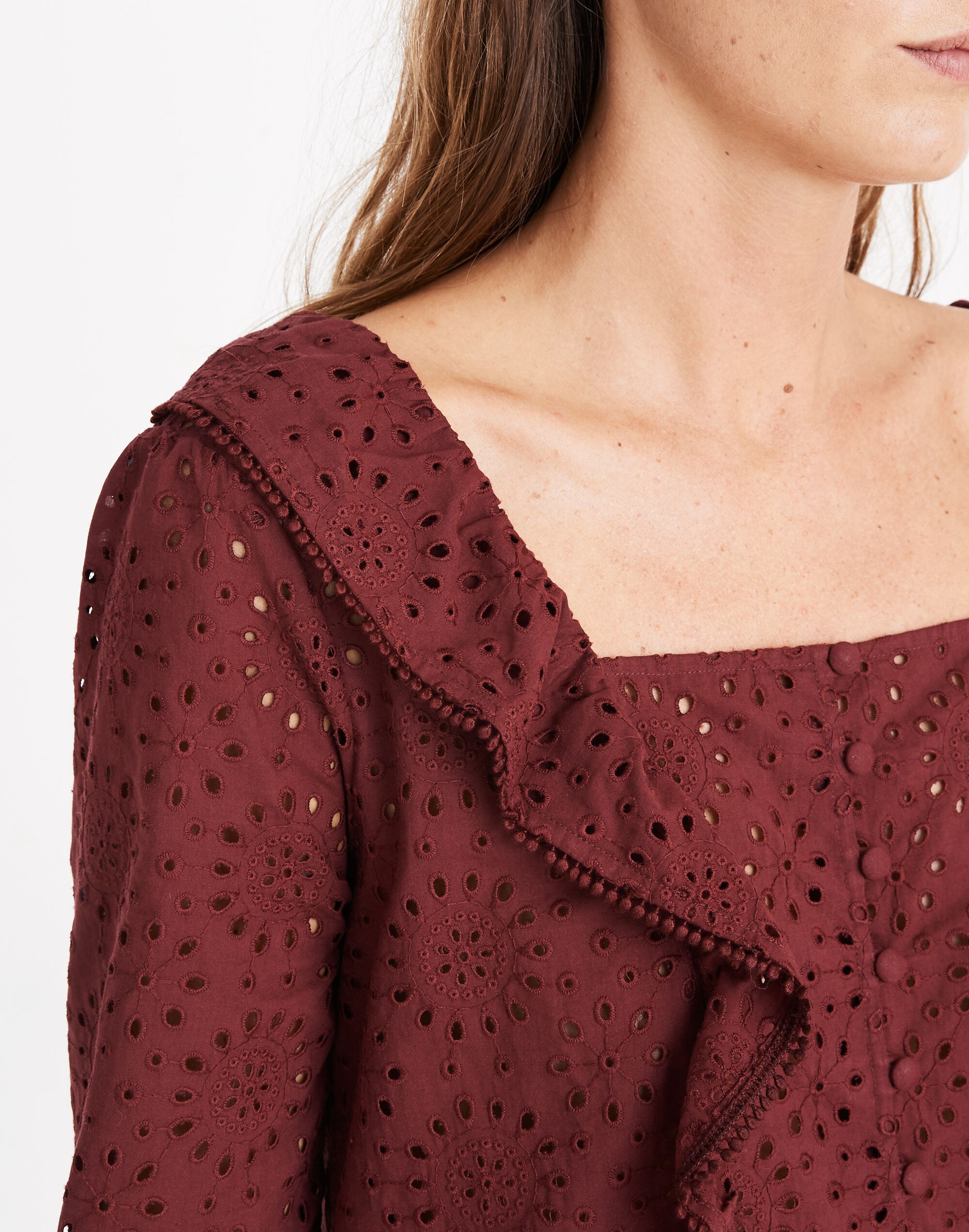 Eyelet Pom-Pom Top
