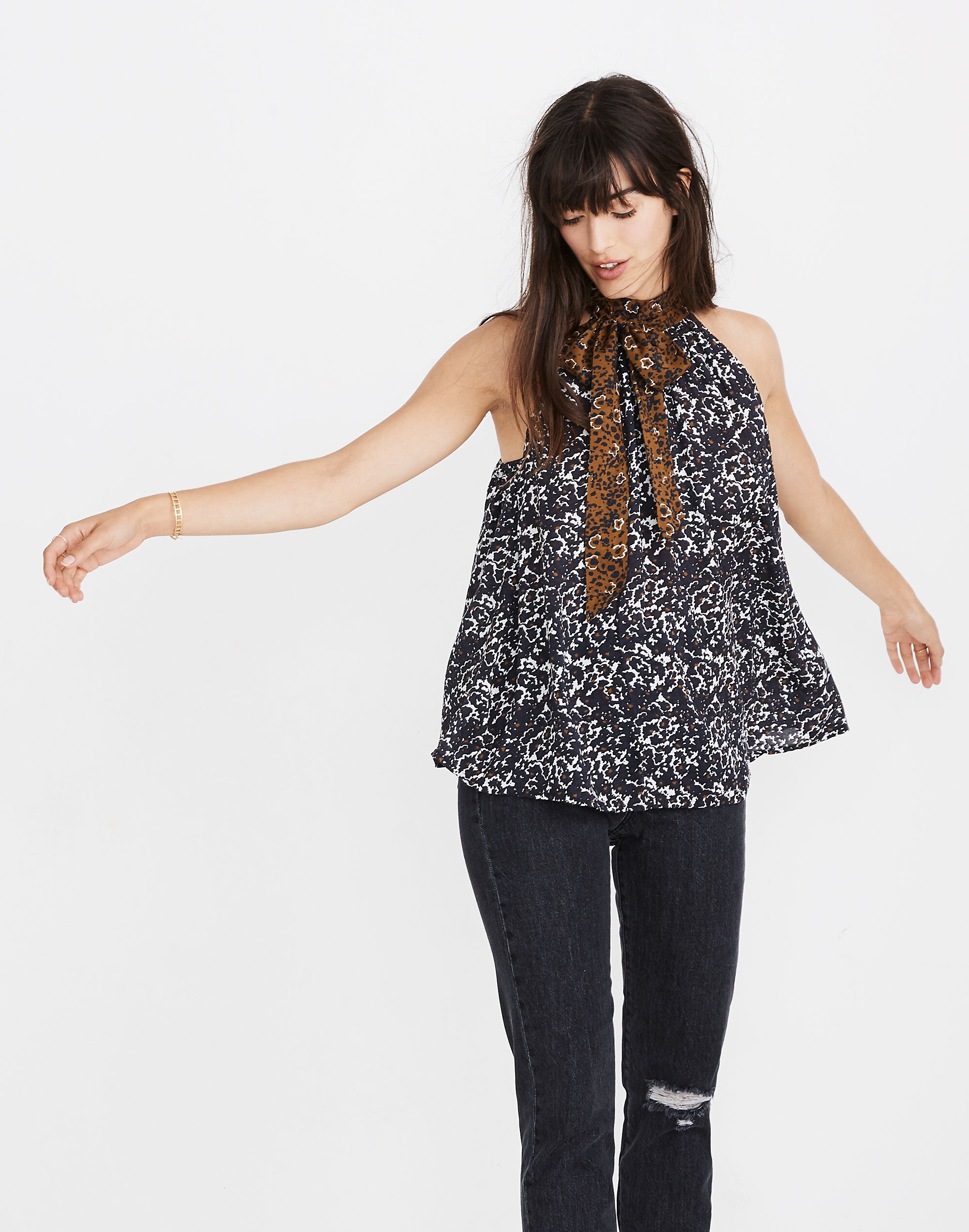 Apiece Apart&trade; Floral Medina Tie-Neck Top