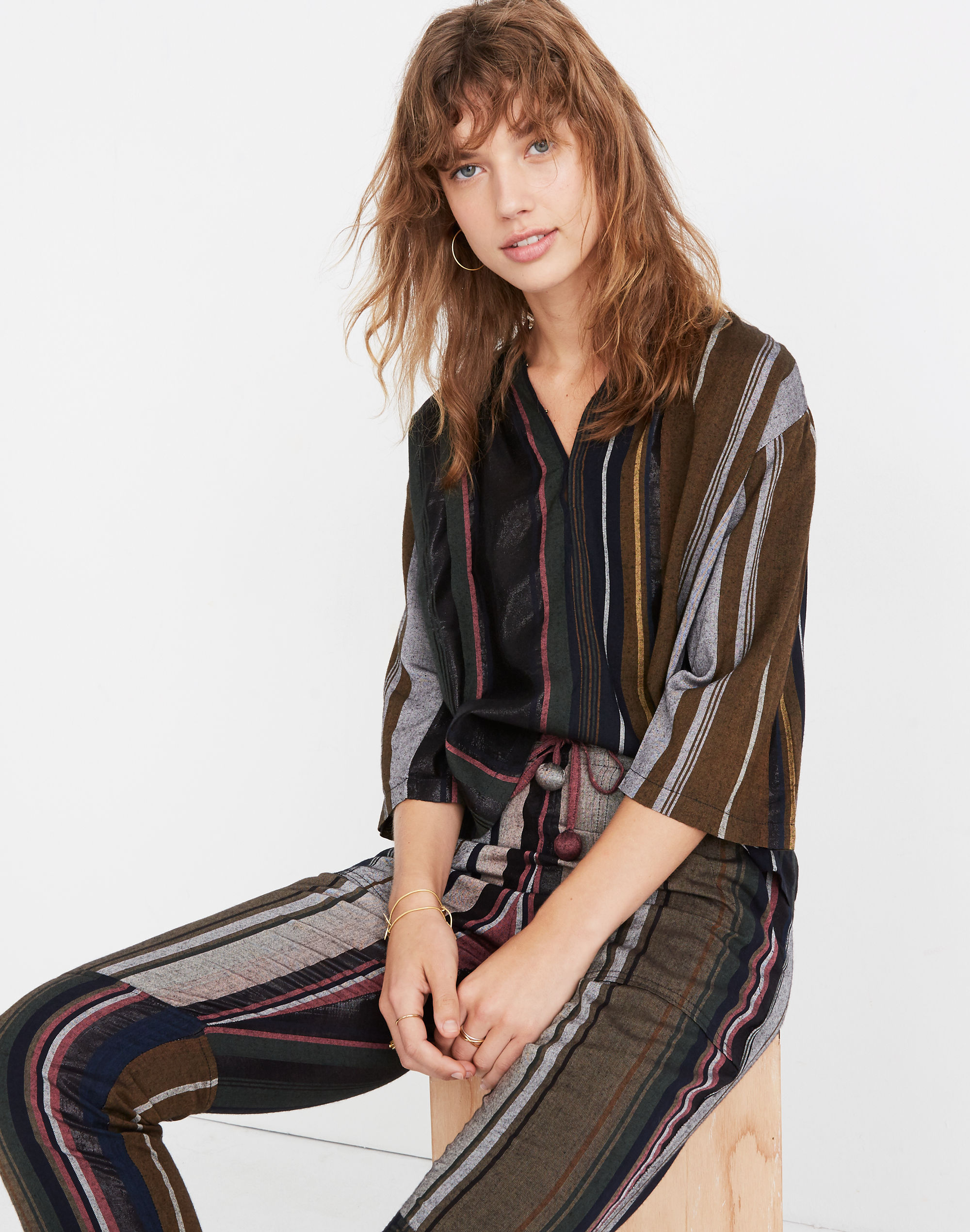 Apiece Apart&trade; Striped Agata Shirred Top