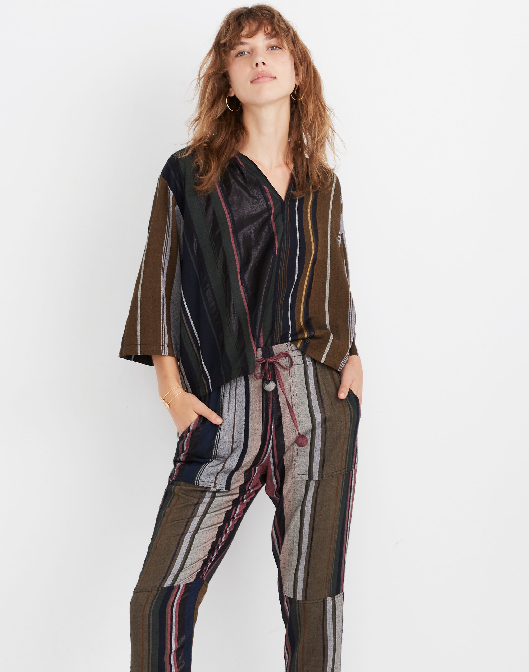 Apiece Apart&trade; Striped Agata Shirred Top