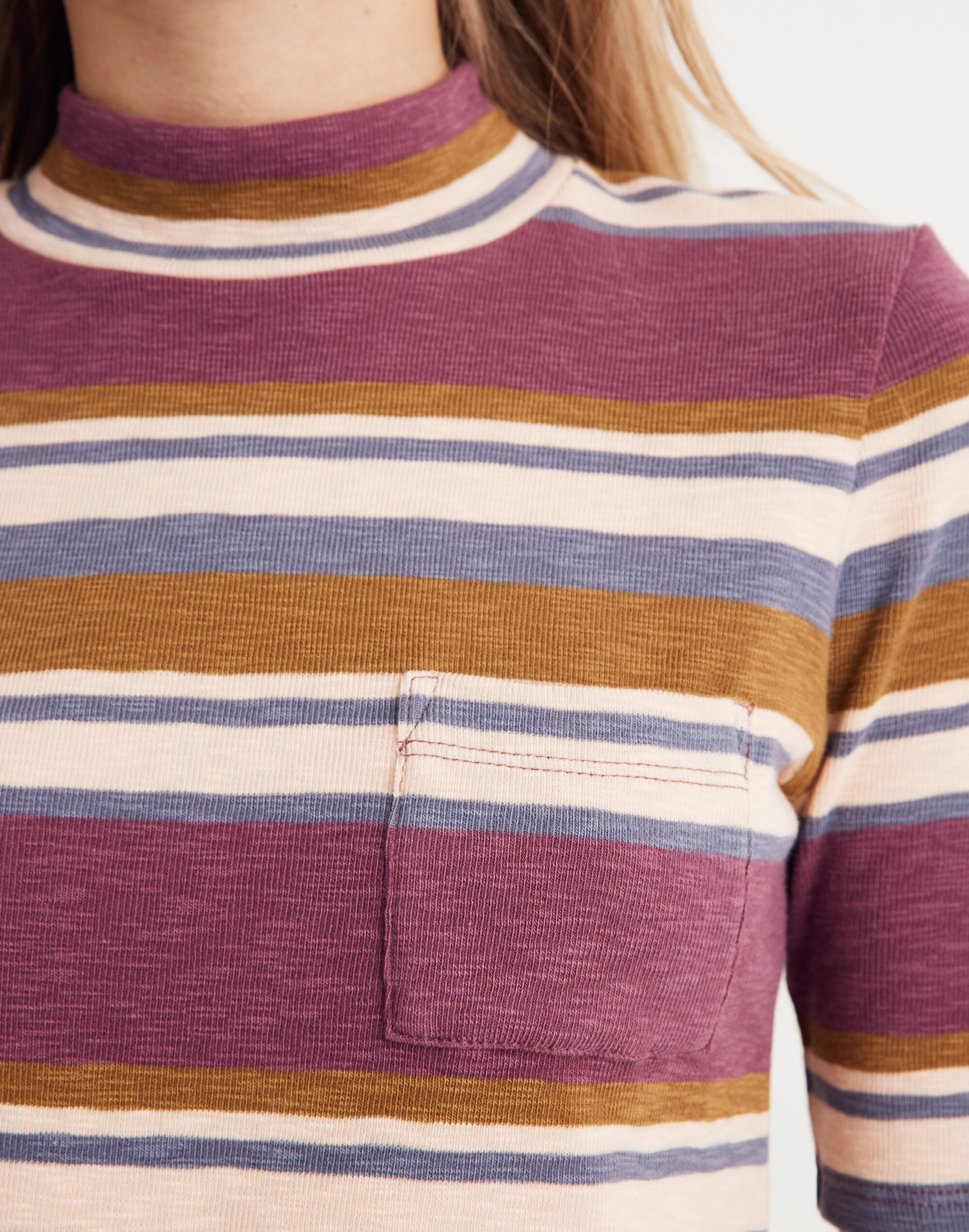 Mockneck Shirttail Tee in Stripe