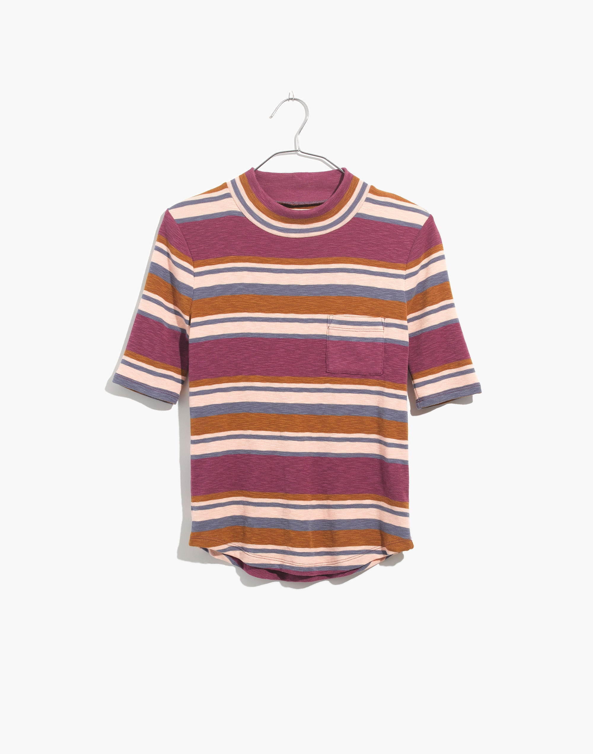Mockneck Shirttail Tee in Stripe
