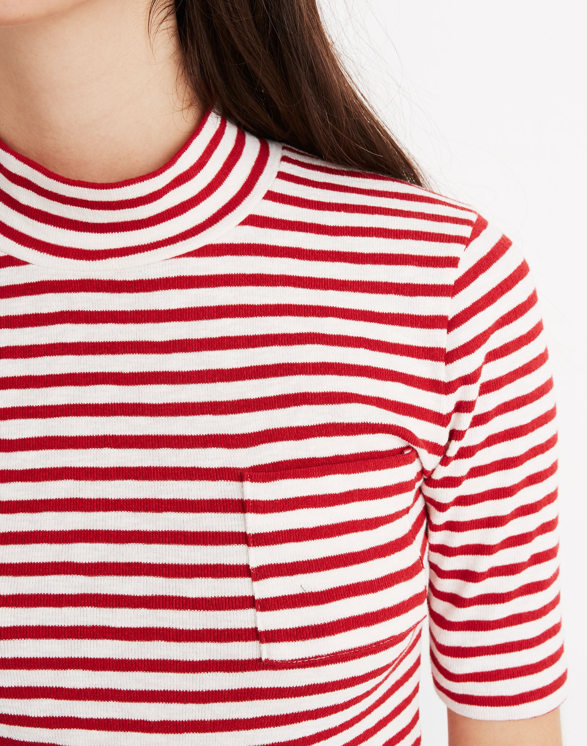 Mockneck Shirttail Tee in Solecito Stripe