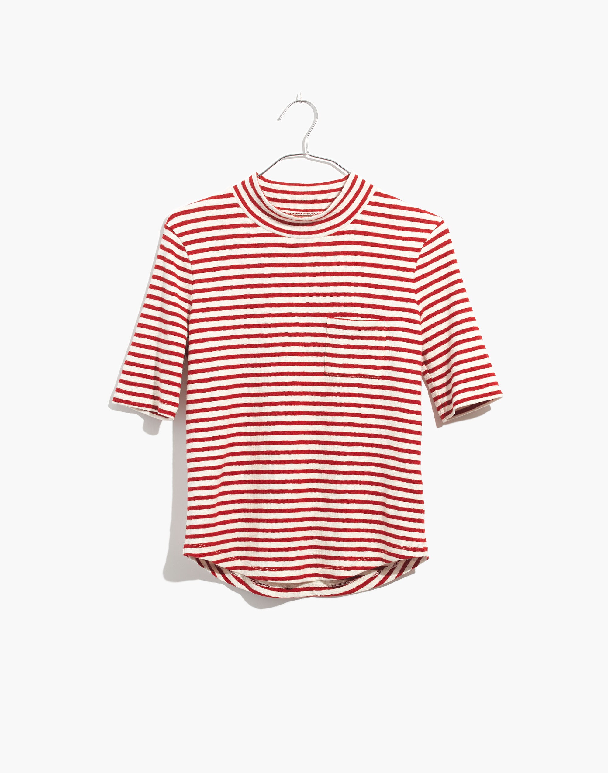 Mockneck Shirttail Tee in Solecito Stripe