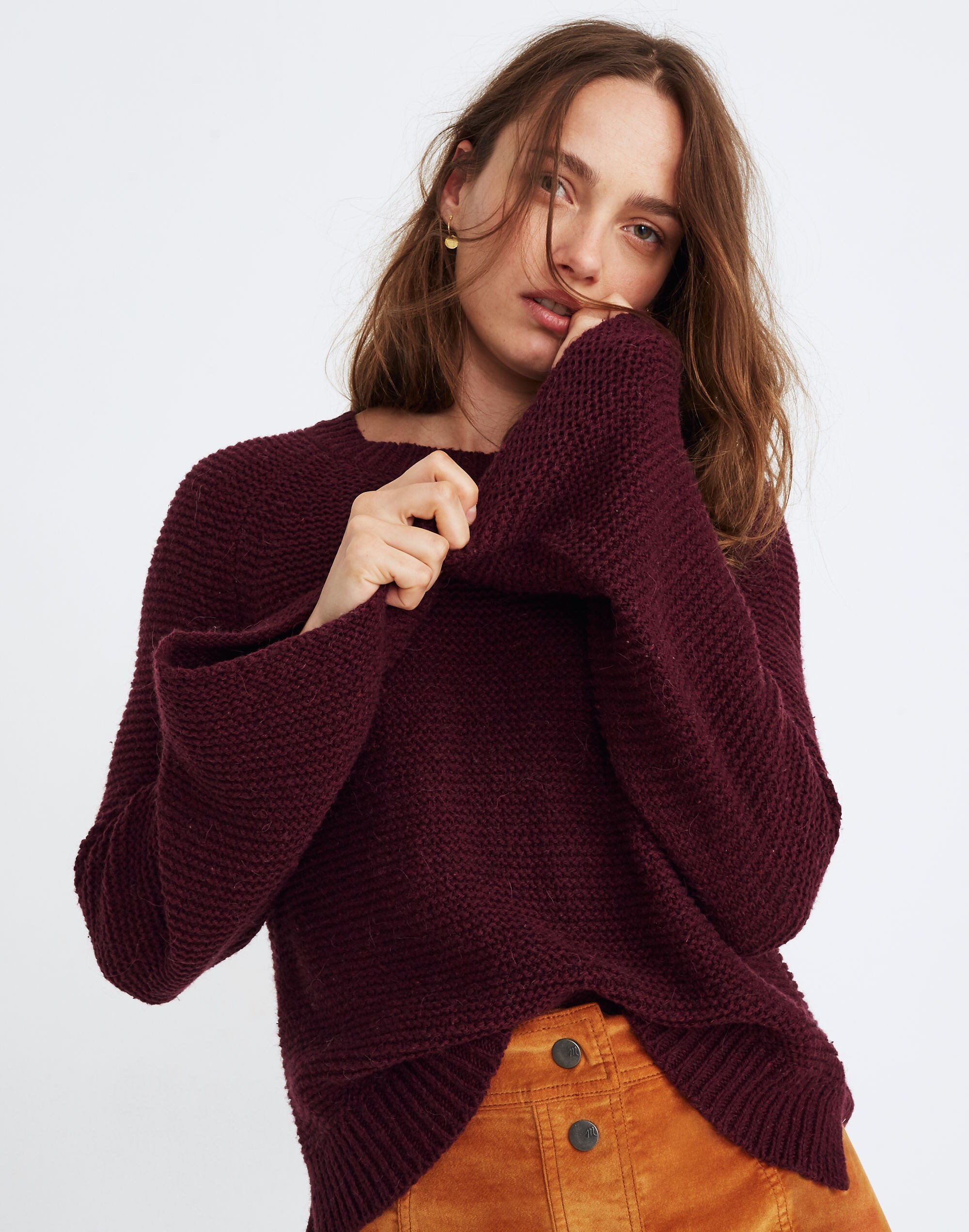 Wide-Sleeve Pullover Sweater