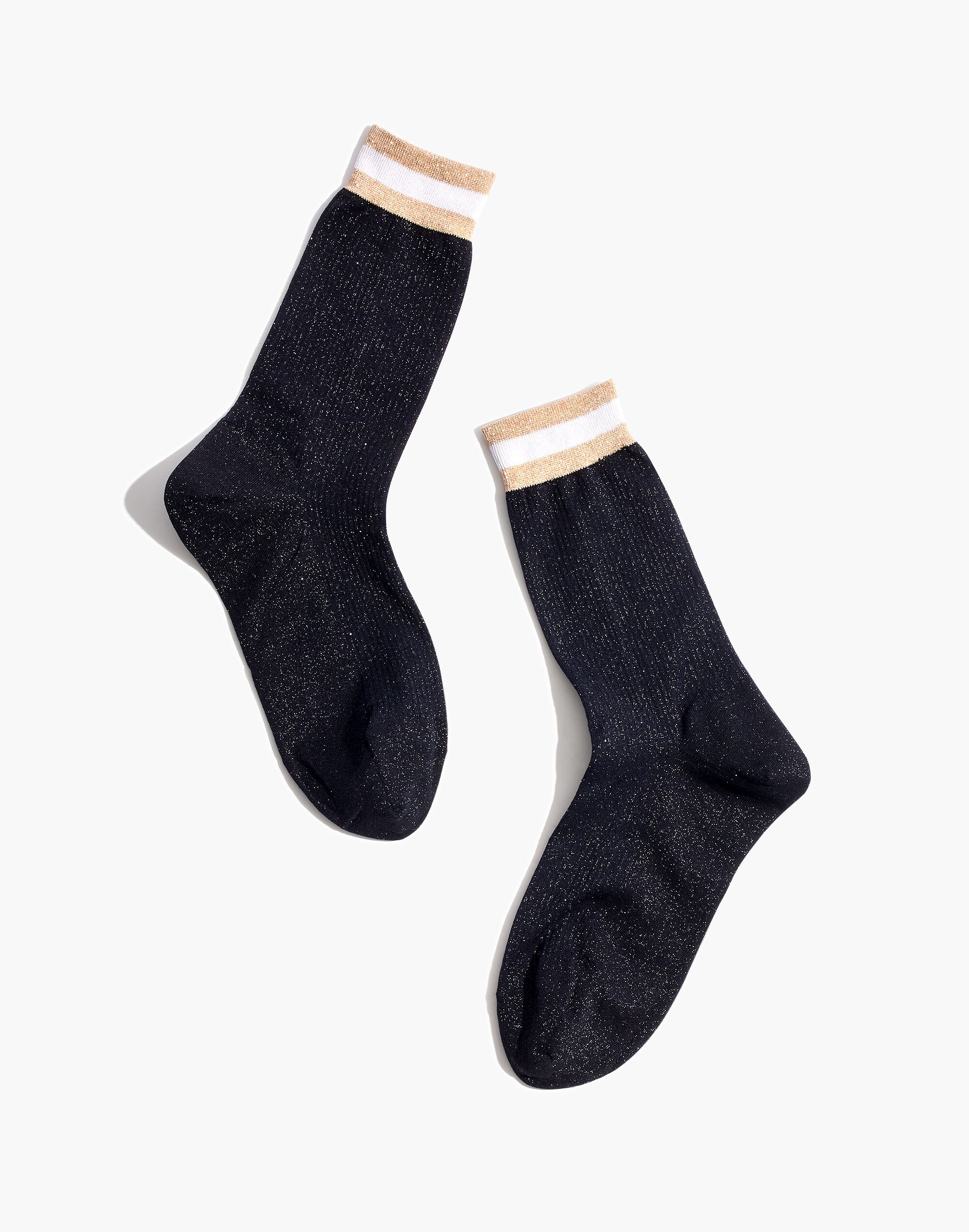 Madewell x Hansel from Basel&trade; Sport Stripe Sparkle Trouser Socks