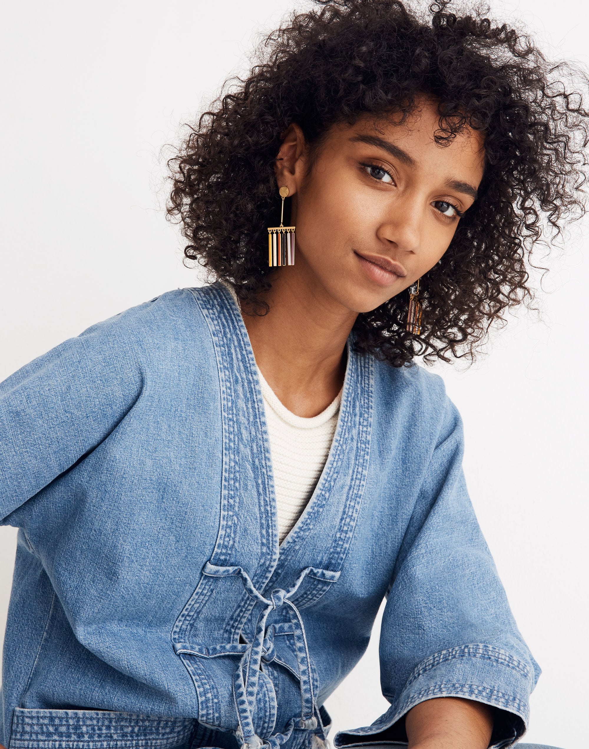 Enamel Rainbow Fringe Earrings