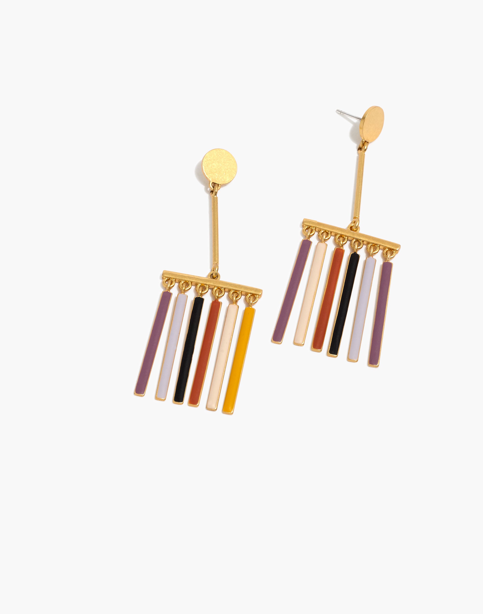 Enamel Rainbow Fringe Earrings