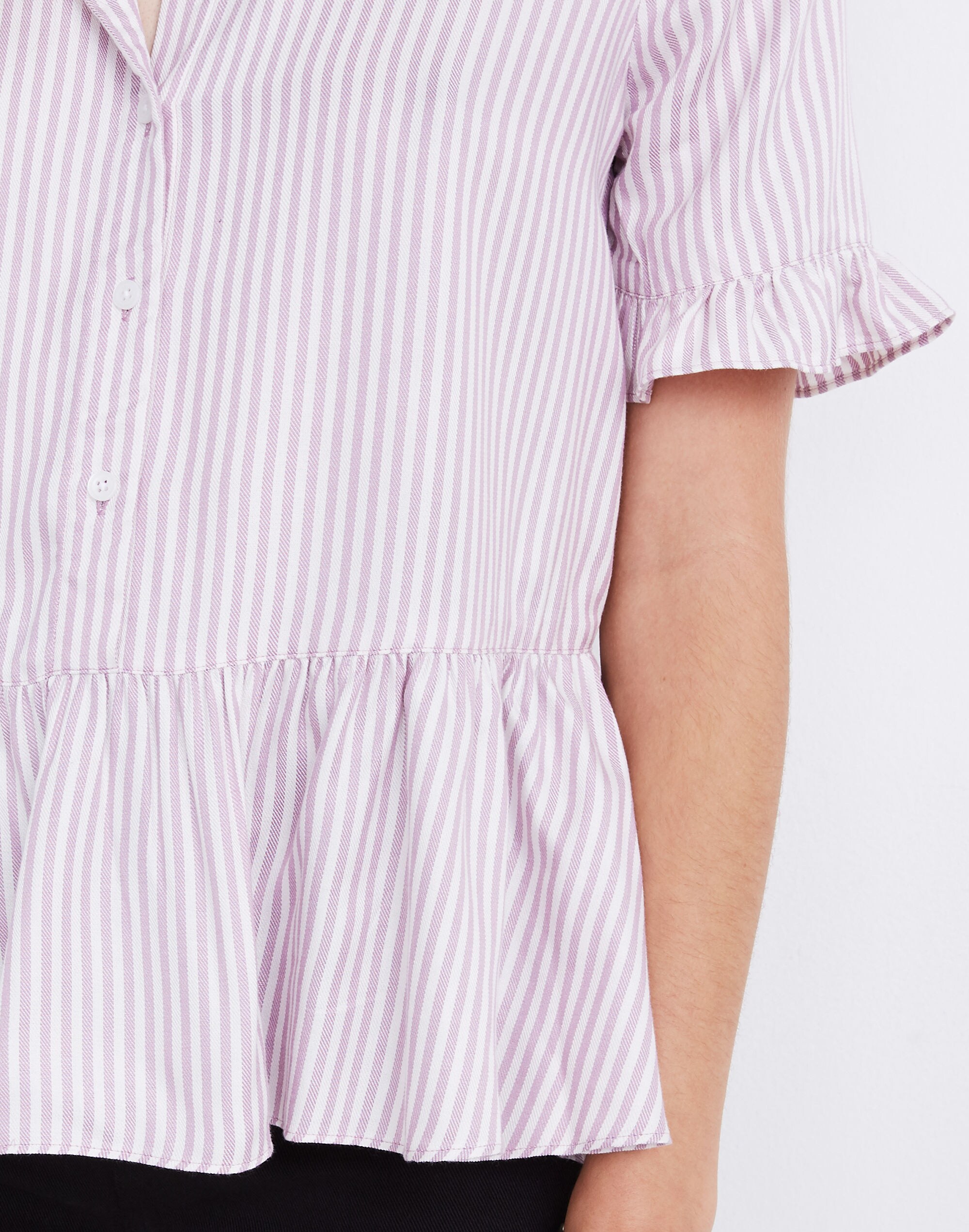 Studio Ruffle-Hem Top in Lavender Stripe