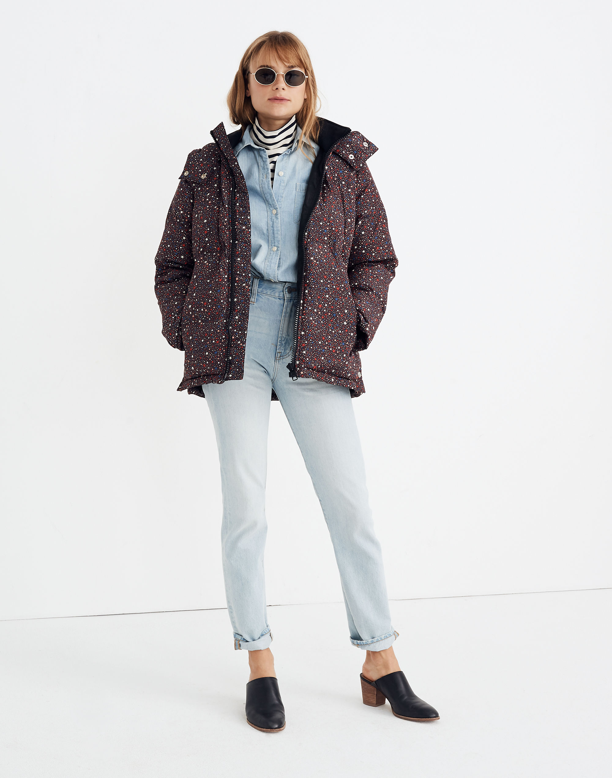 Quilted Puffer Parka in Starry Night